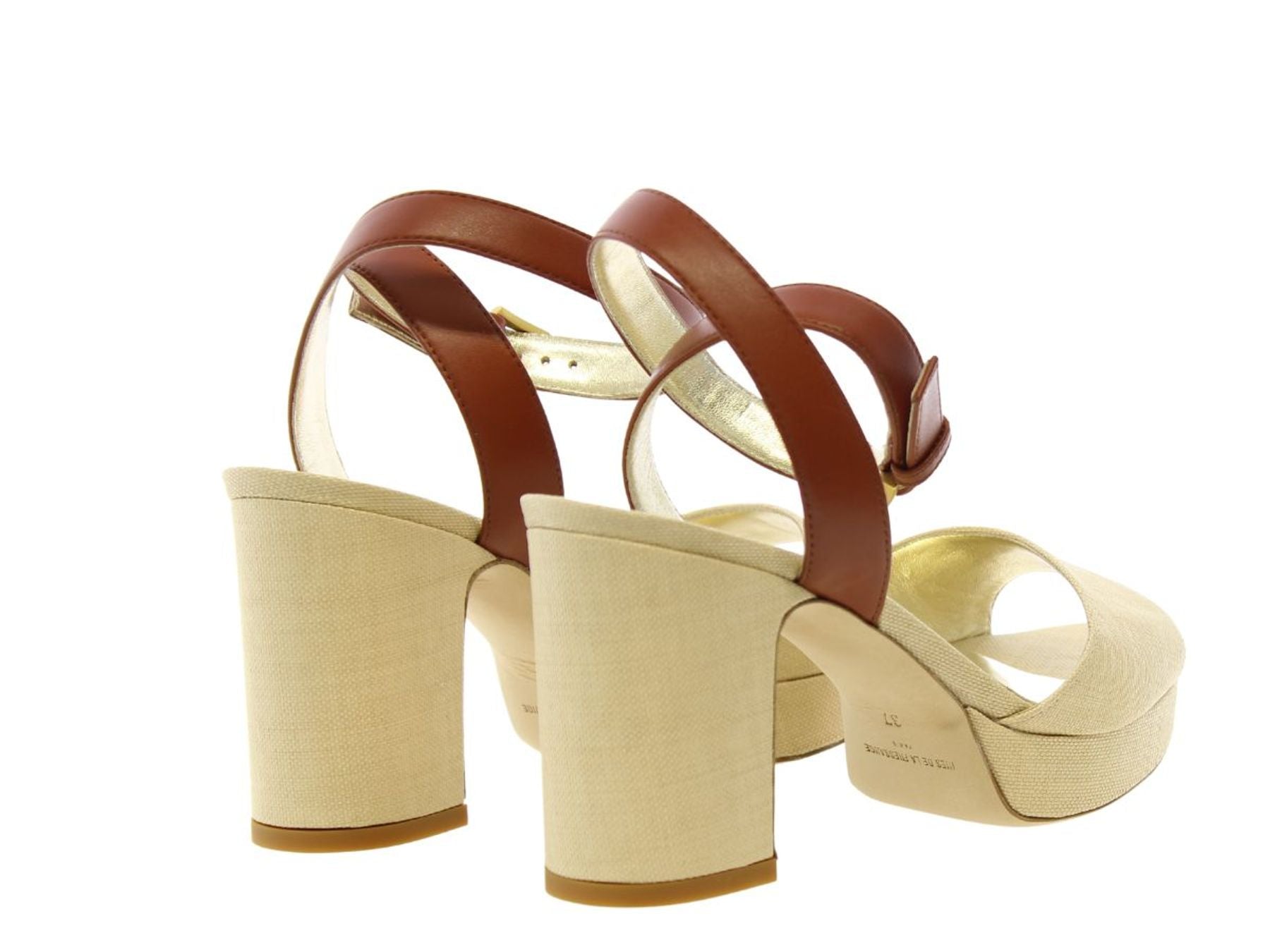 Cognac platform sandal