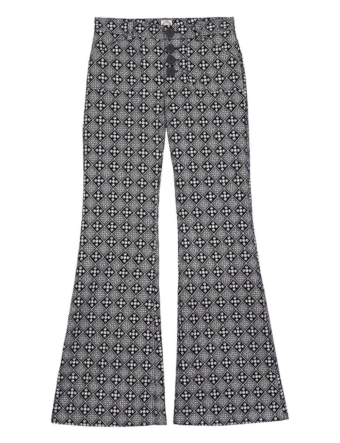 Charlotte pantalón bordado azul y blanco