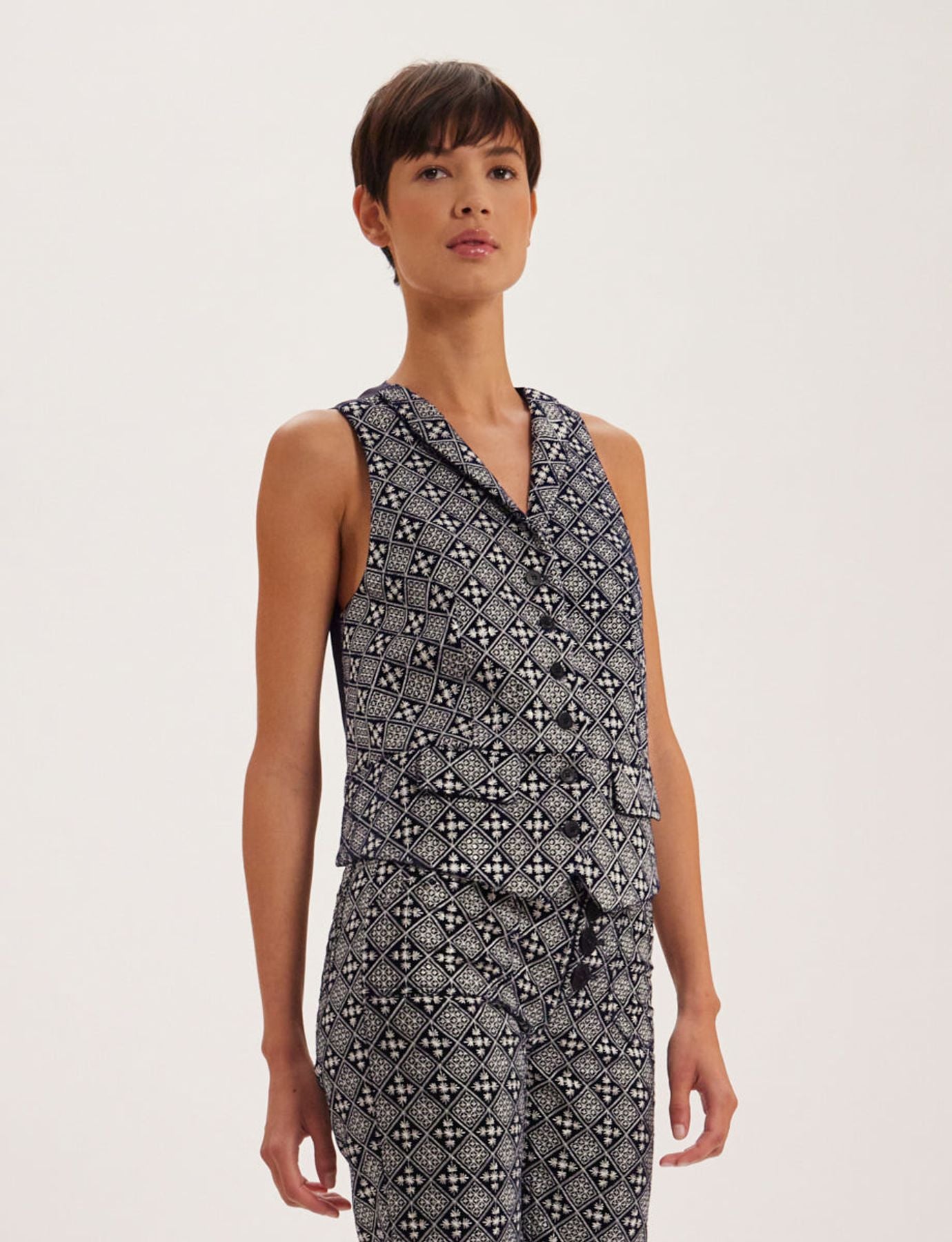Chaleco Robinson azul y blanco