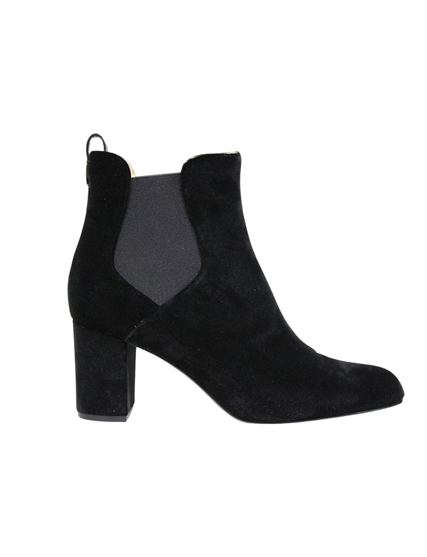 Botines Chelsea con tacón, terciopelo negro