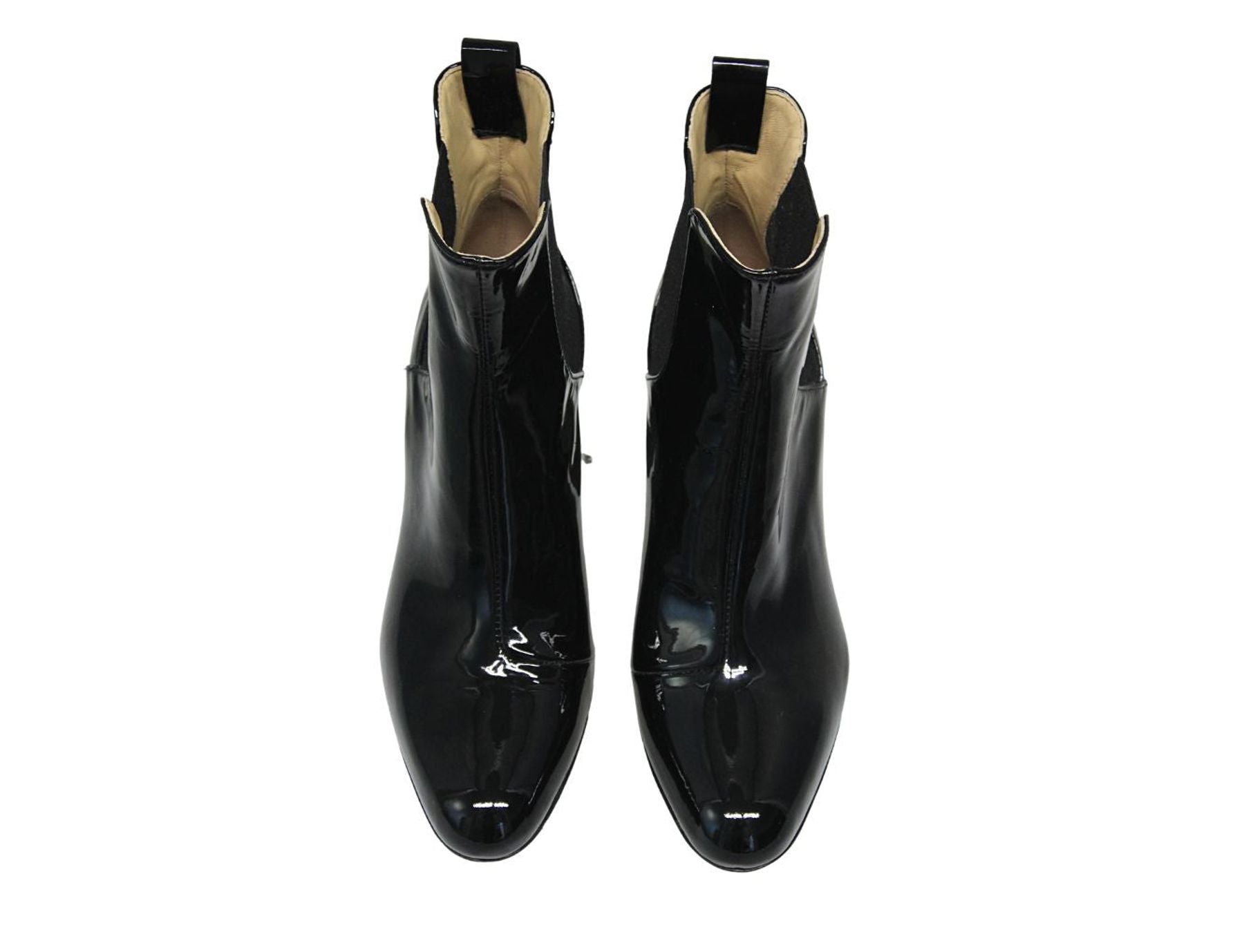 Botines de tacón de charol negro