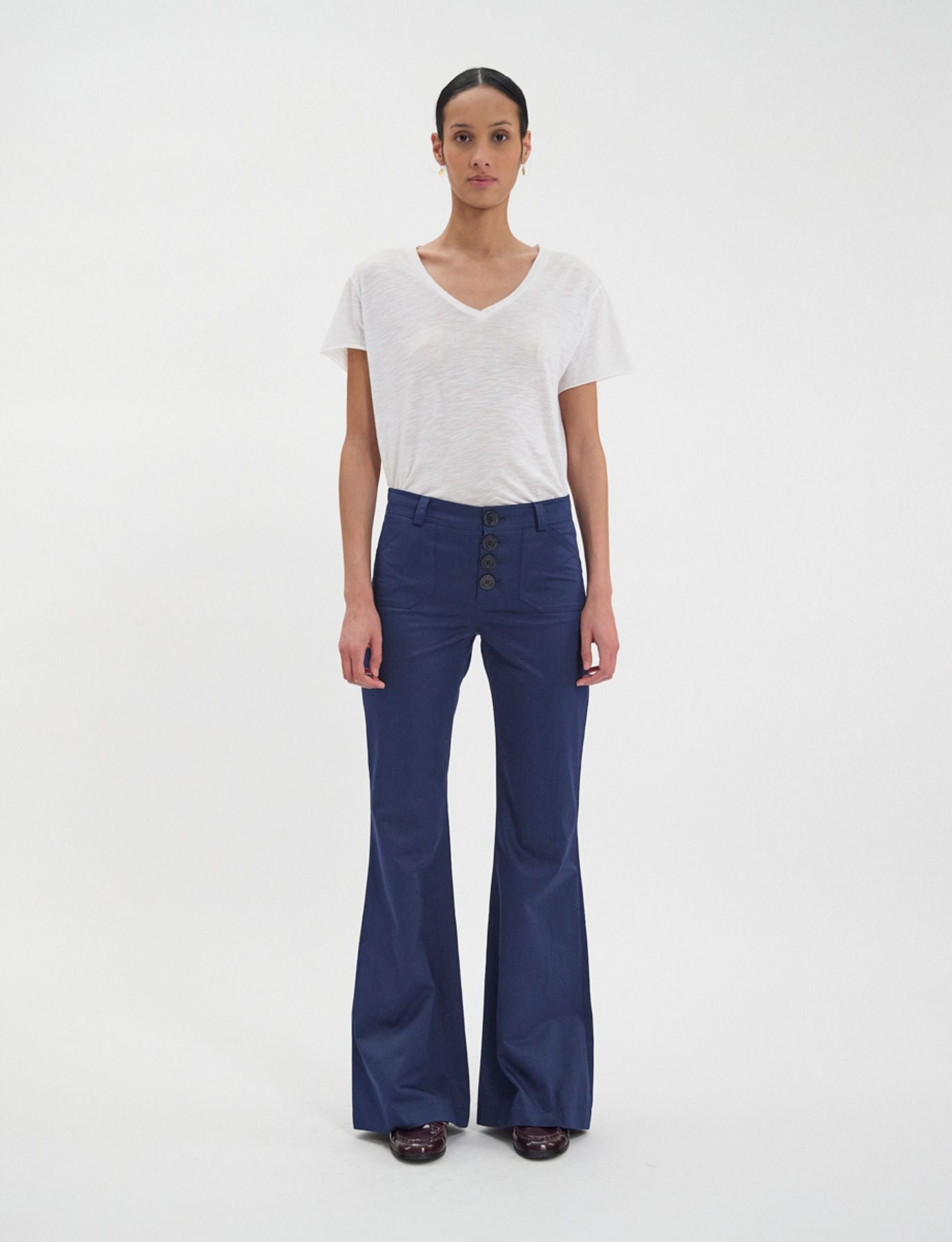 Charlotte navy cotton trousers