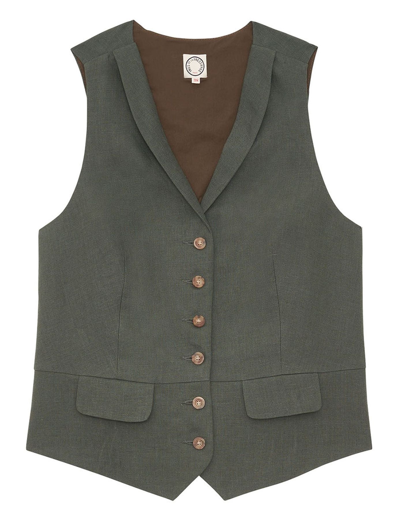 Chaleco Robinson de lino verde oscuro
