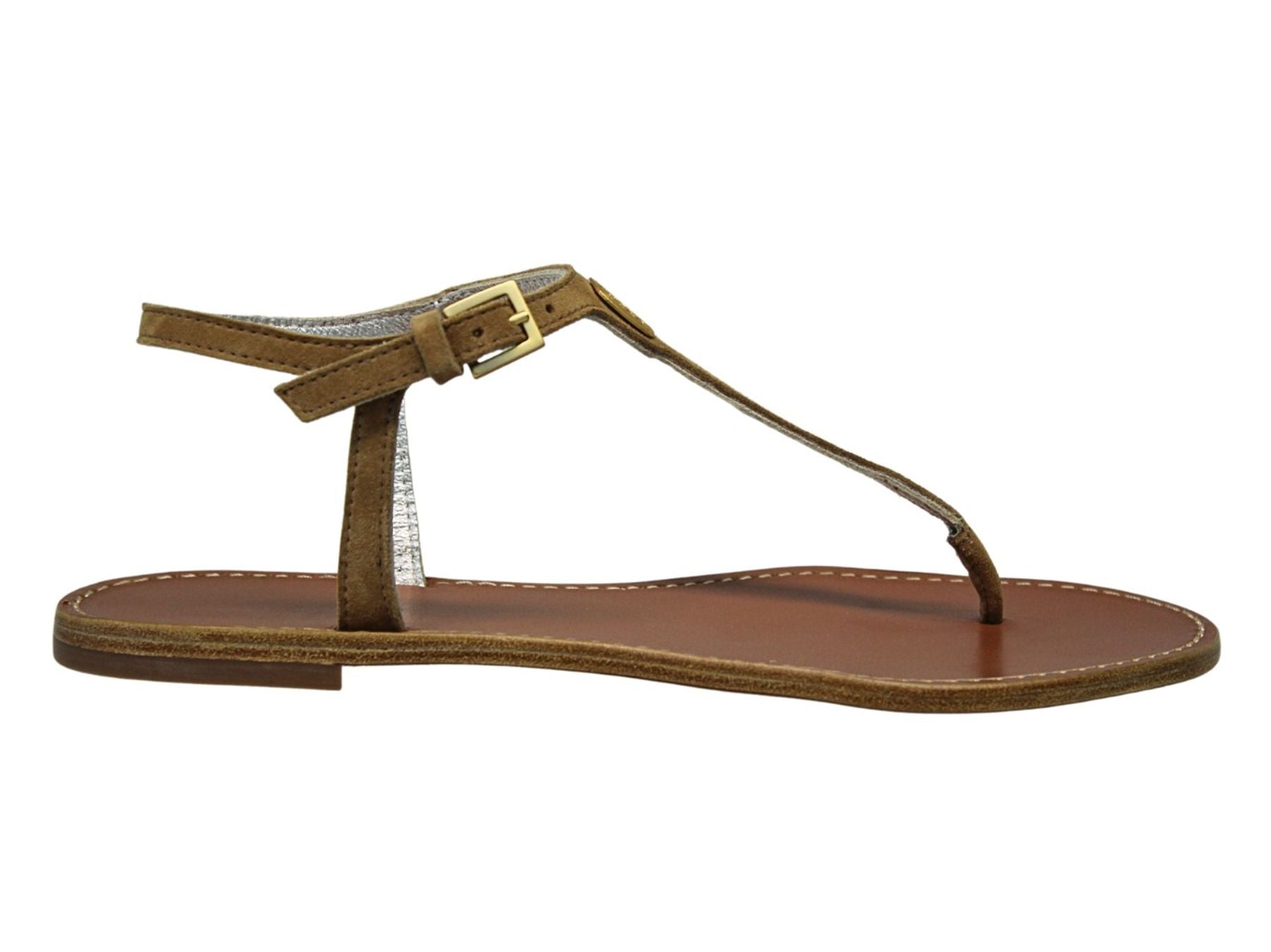 Tobacco leather flat sandals