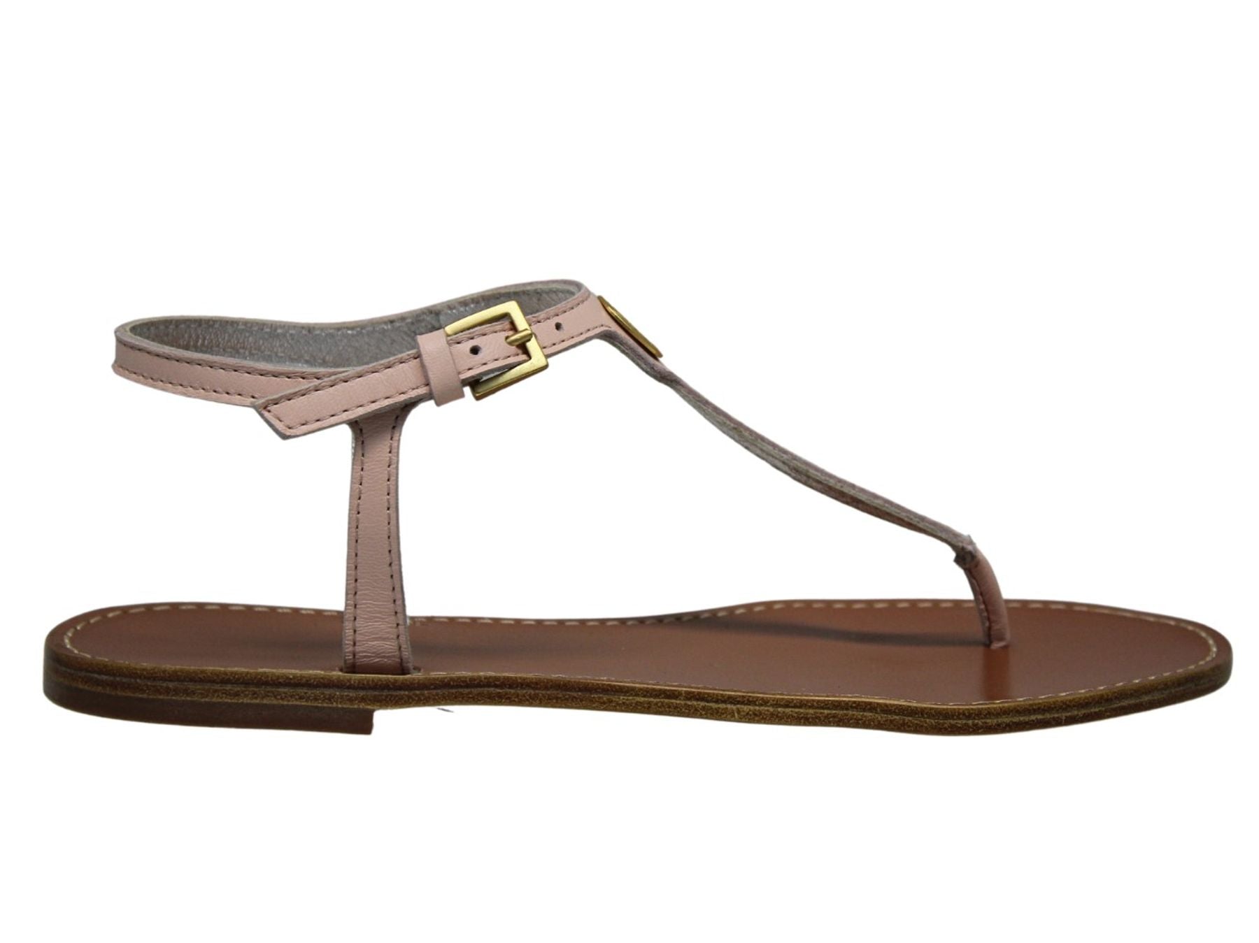 Nude leather flat sandals