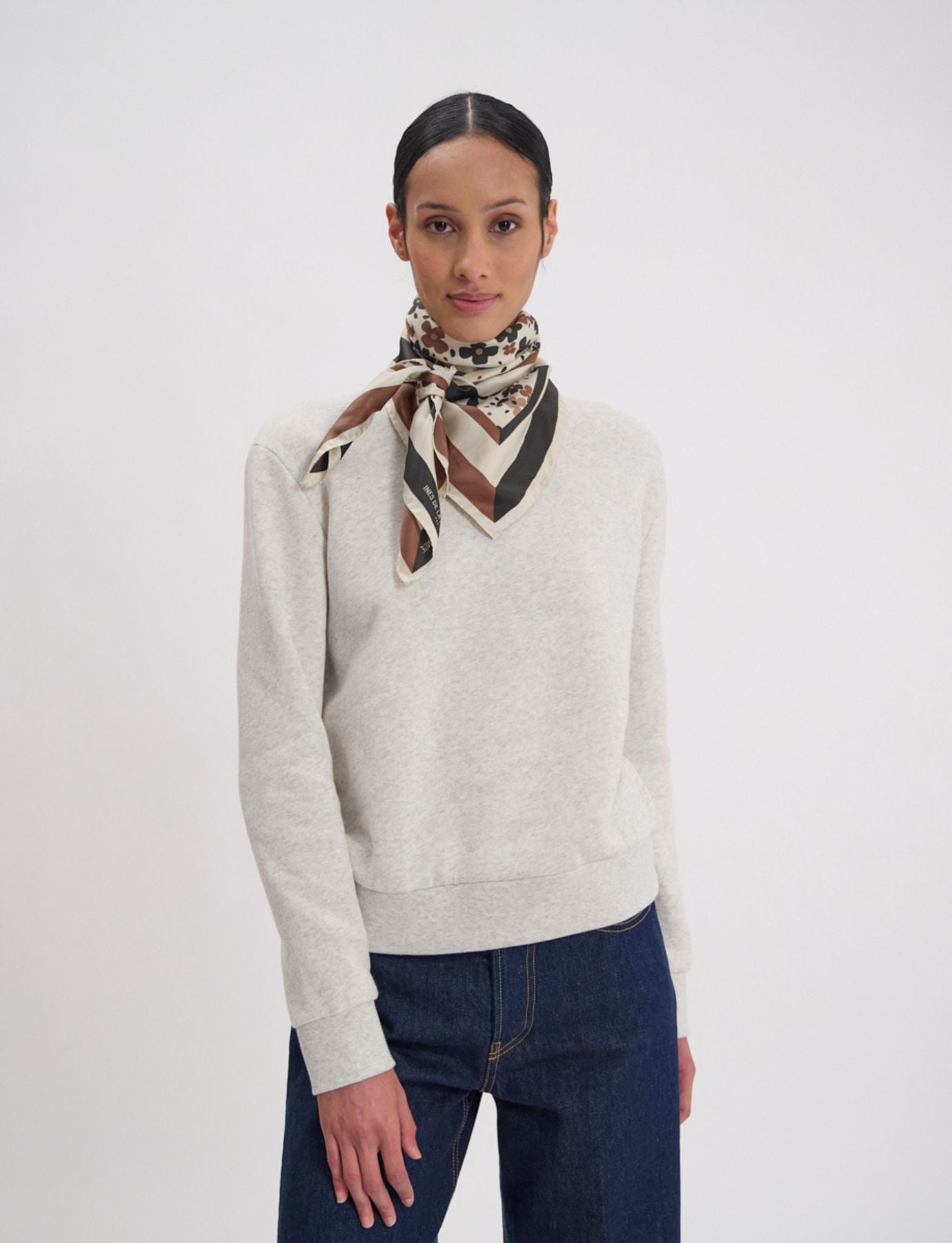 Lewis silk scarf, floral design in a variation of browns