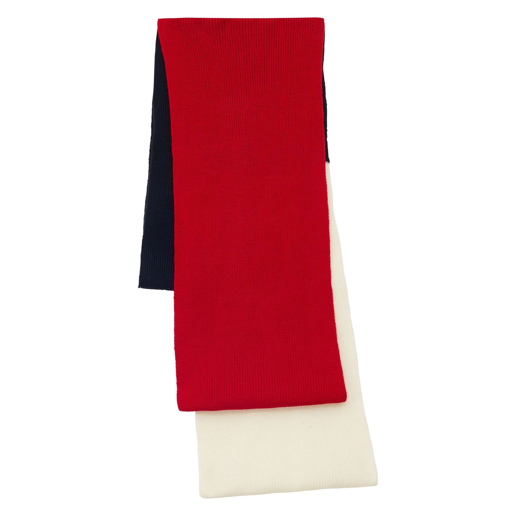 Ysée scarf in wool, navy, red and ecru