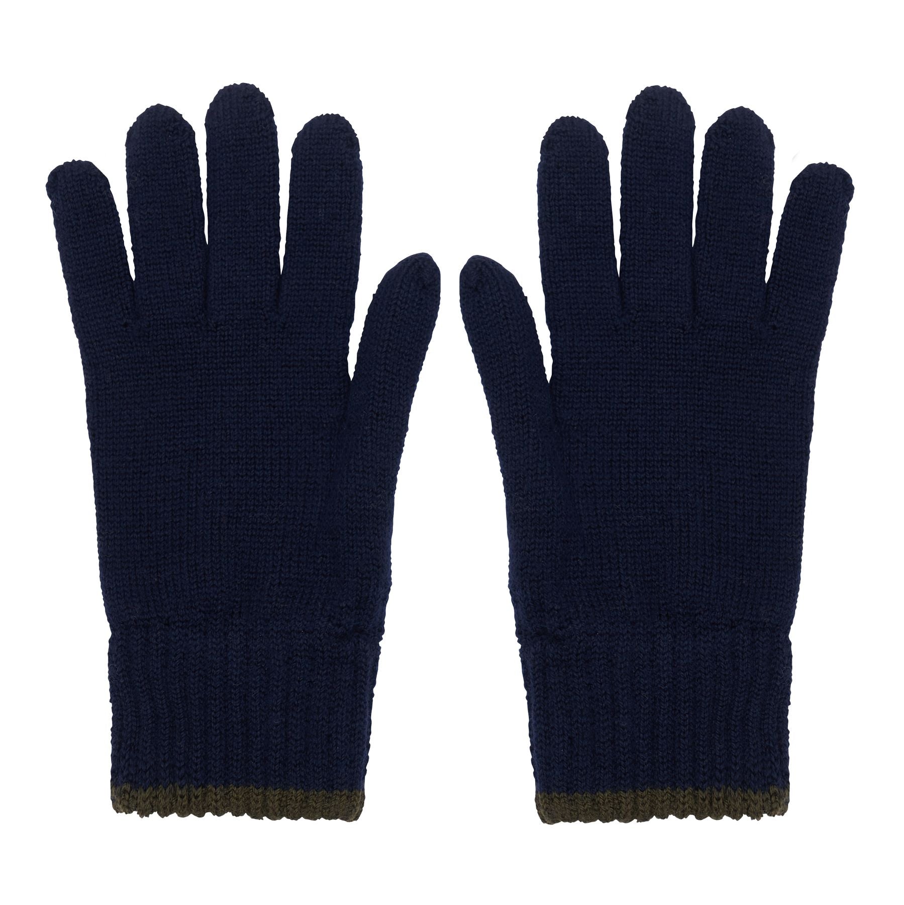 Bahia gloves in navy knit, khaki mesh