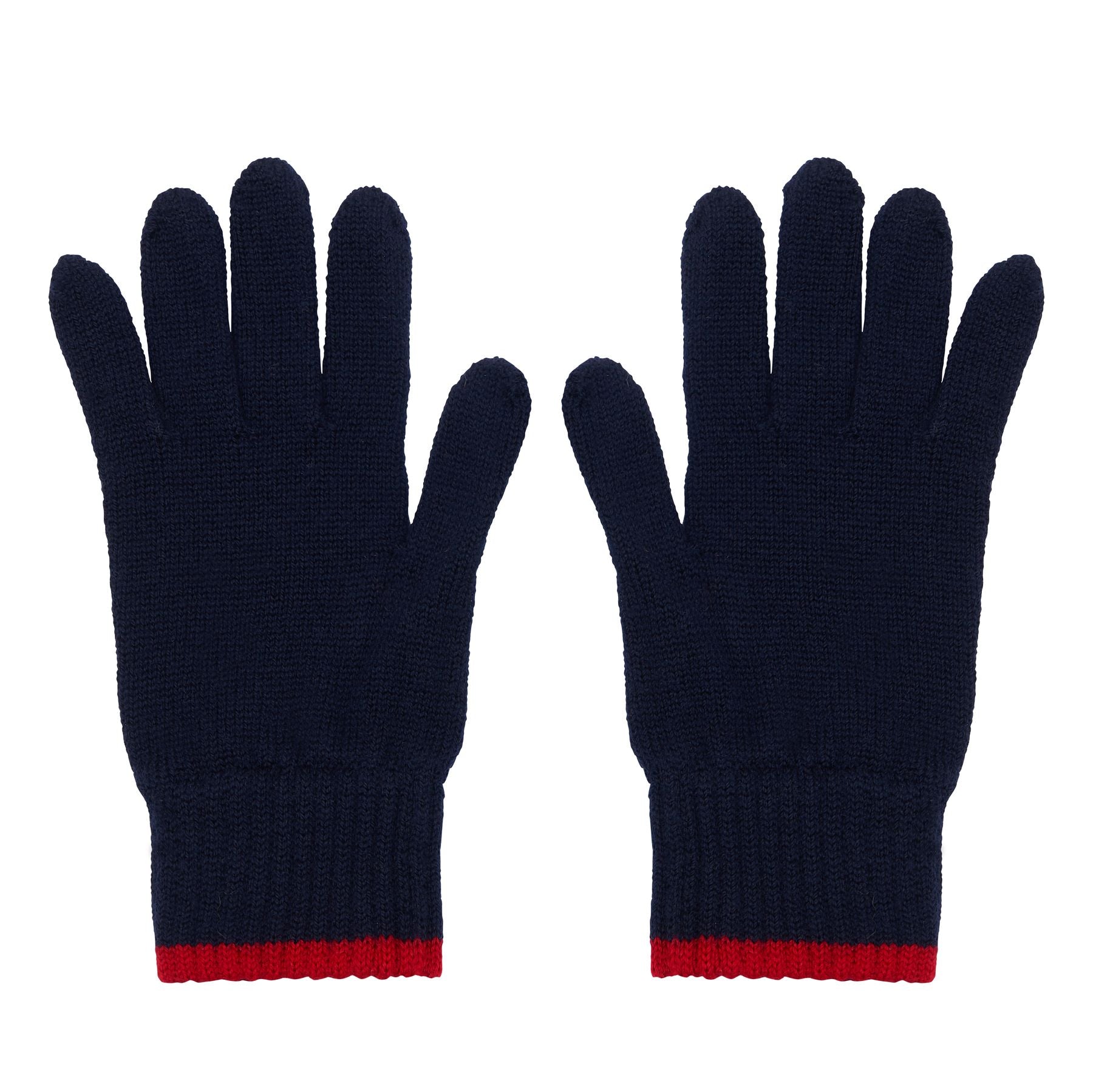 Bahia gloves in navy knit, red mesh