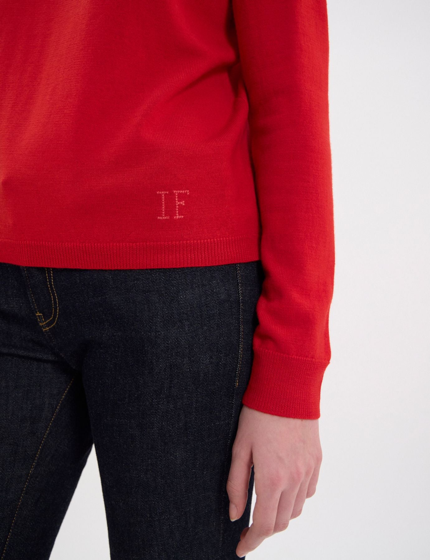 Angela red sweater