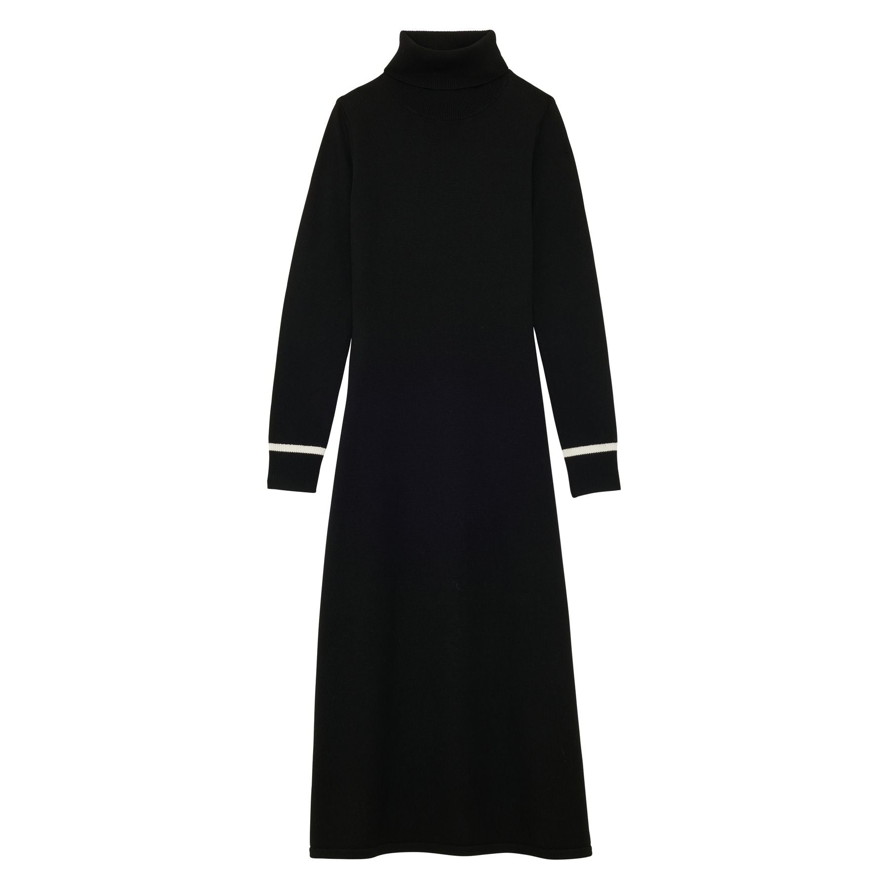 Divine black turtleneck dress with white trim