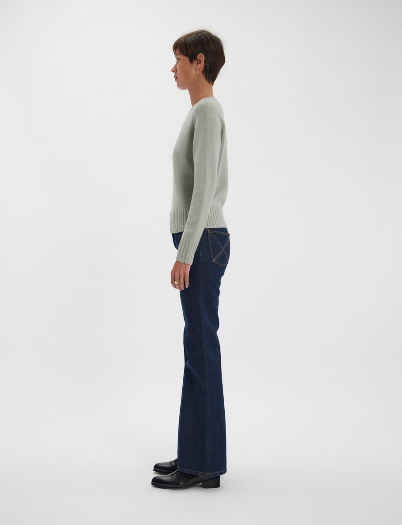 Arthur sweater in almond green wool and cashmere