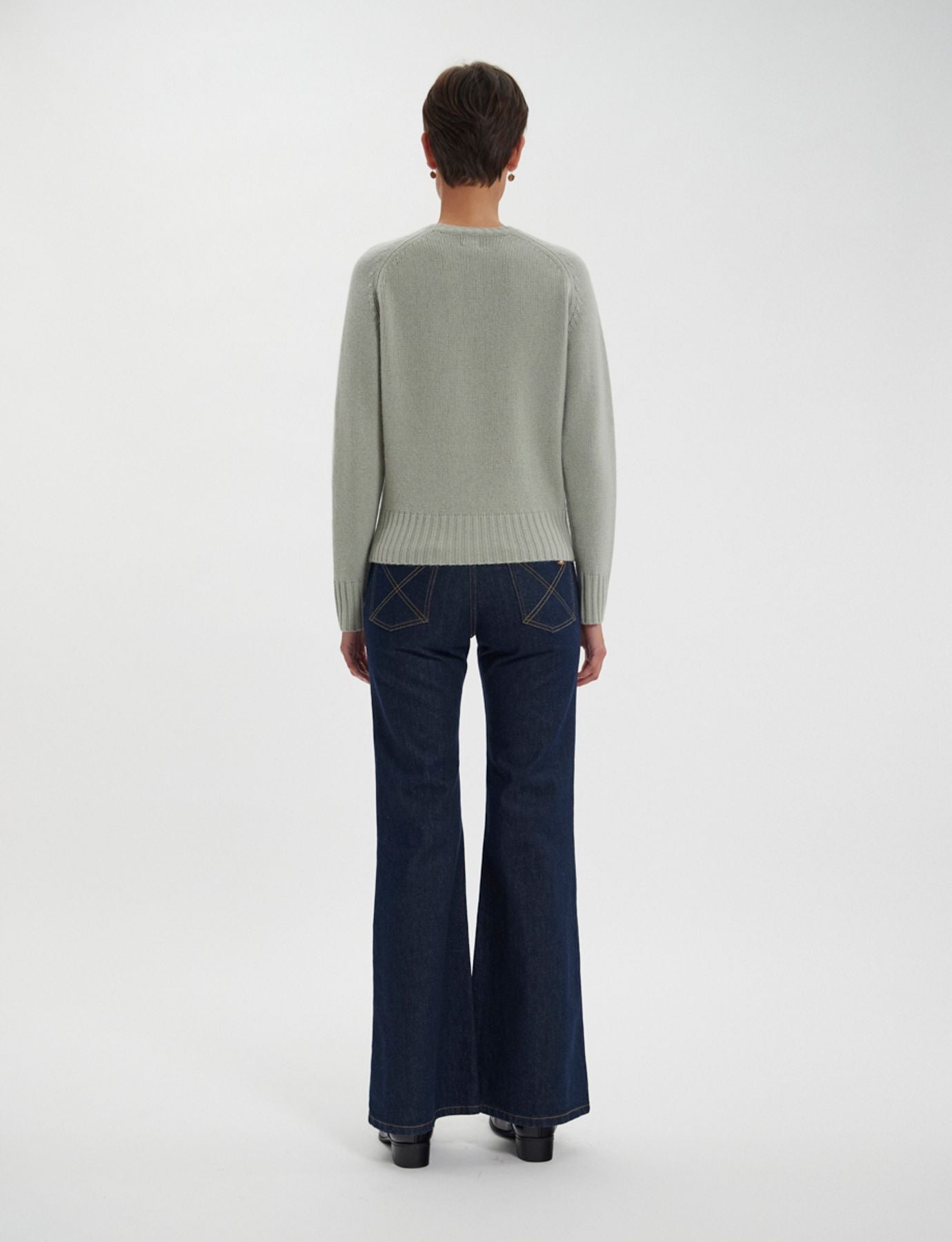 Arthur sweater in almond green wool and cashmere