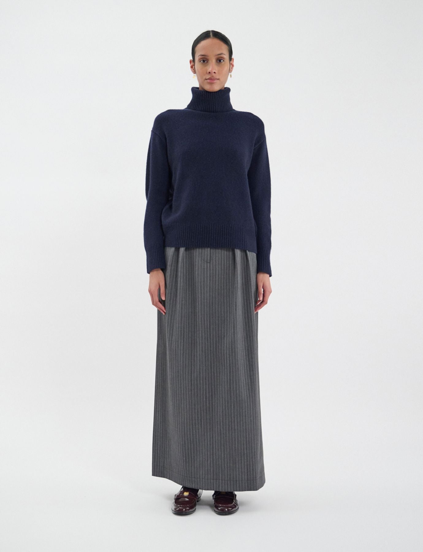 Aiden wool and cashmere turtleneck jumper Navy blue