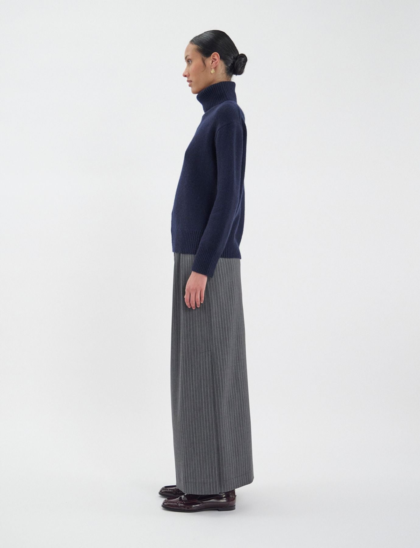 Aiden wool and cashmere turtleneck jumper Navy blue