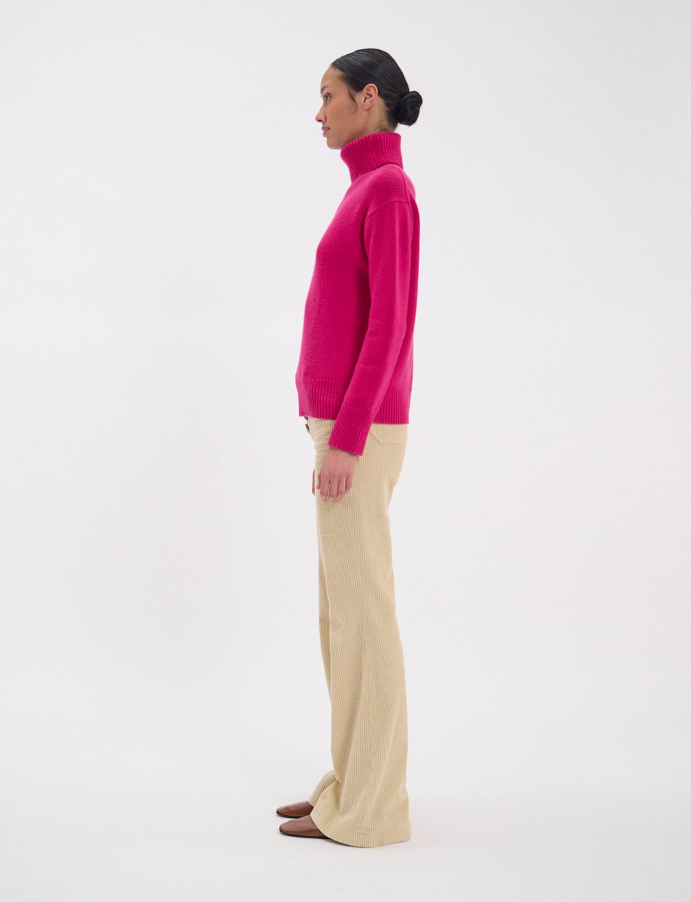Aiden turtleneck sweater in fuchsia wool and cashmere