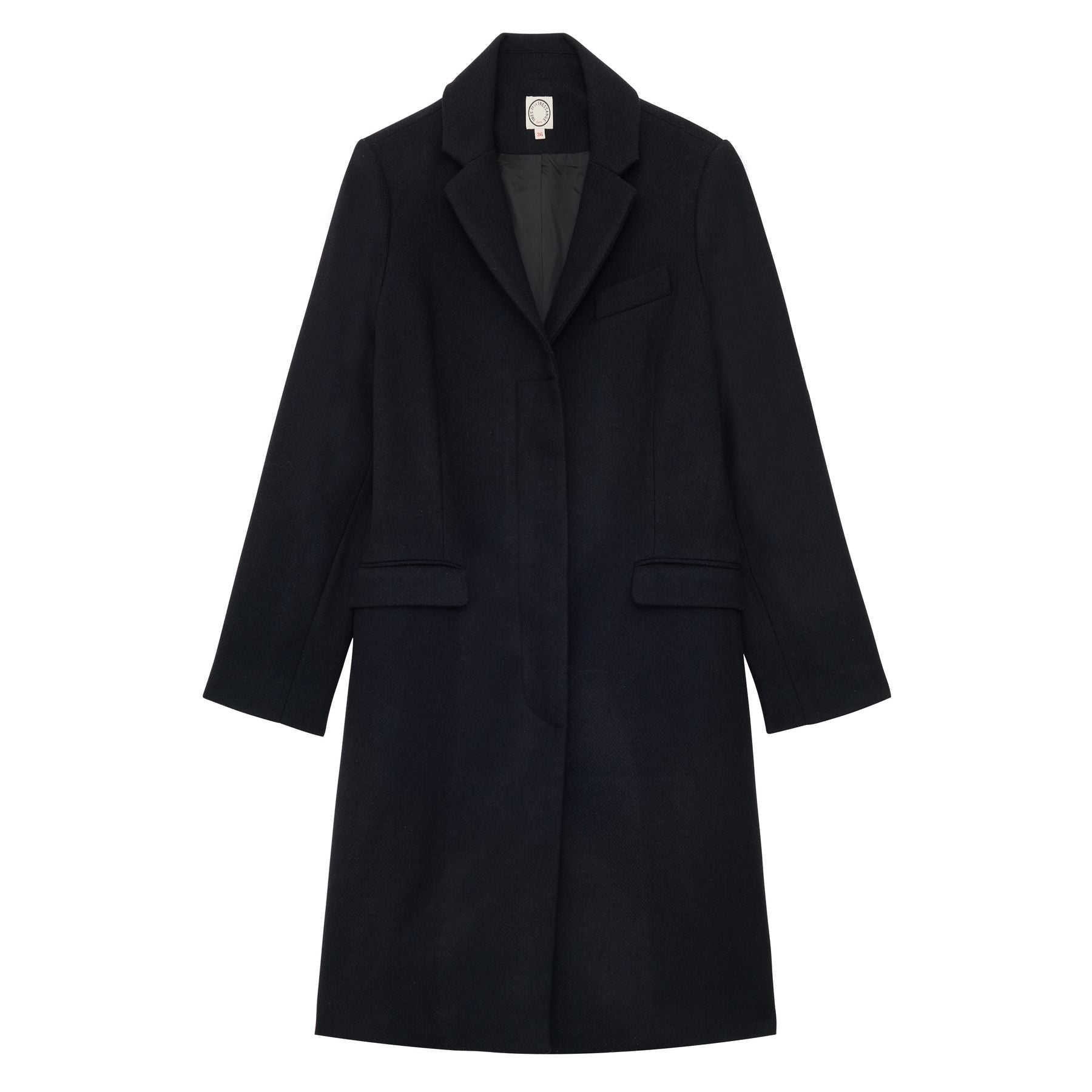Franck navy and black herringbone wool coat
