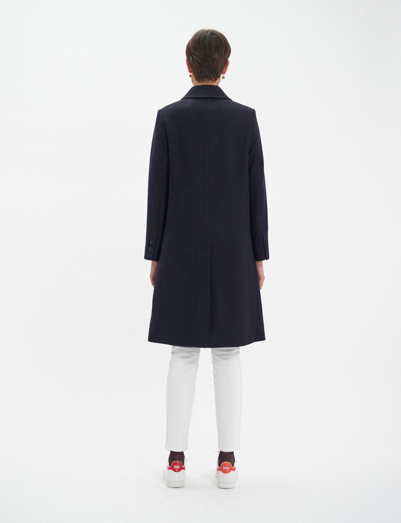 Franck navy and black herringbone wool coat