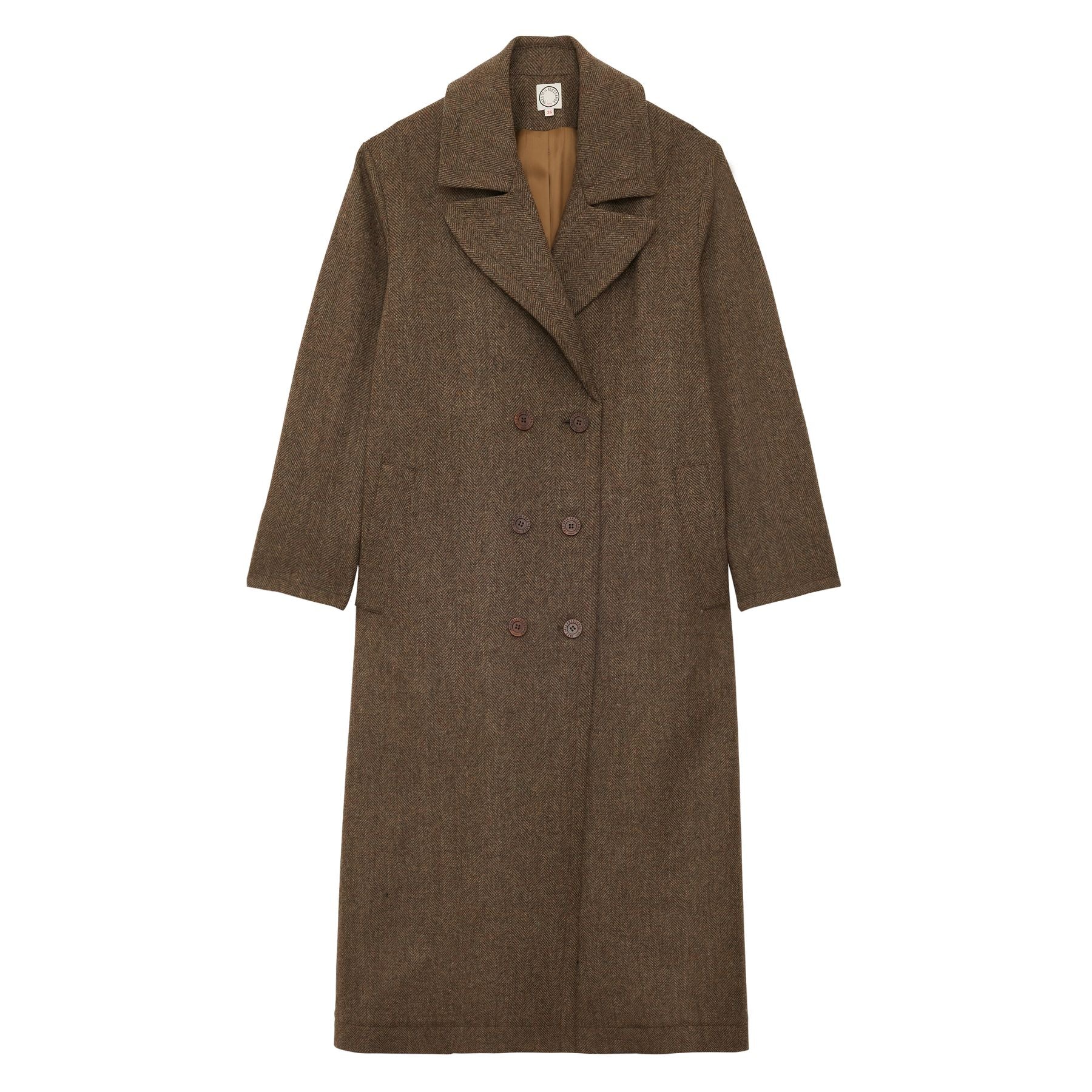 Denise brown wool herringbone coat