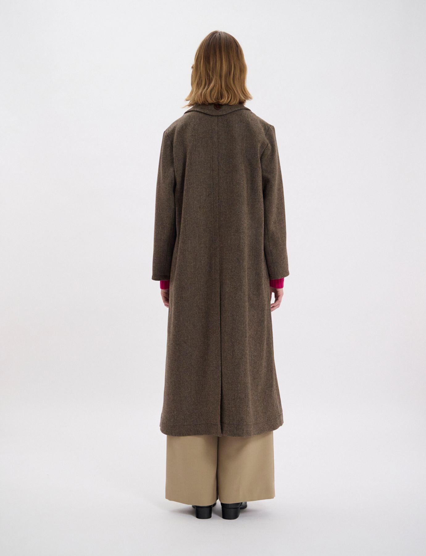 Denise brown wool herringbone coat