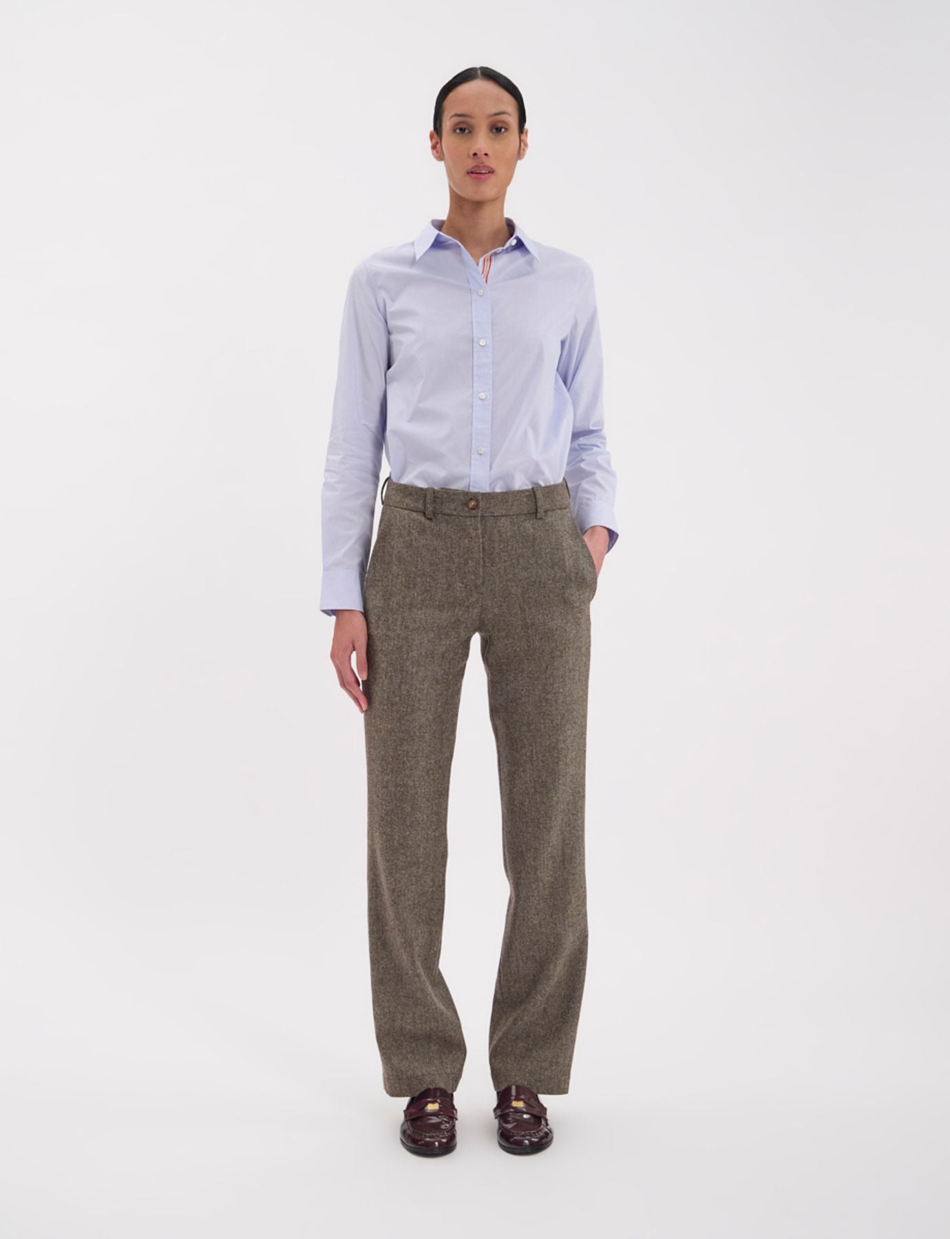 Francisco trousers in mottled green wool-blend