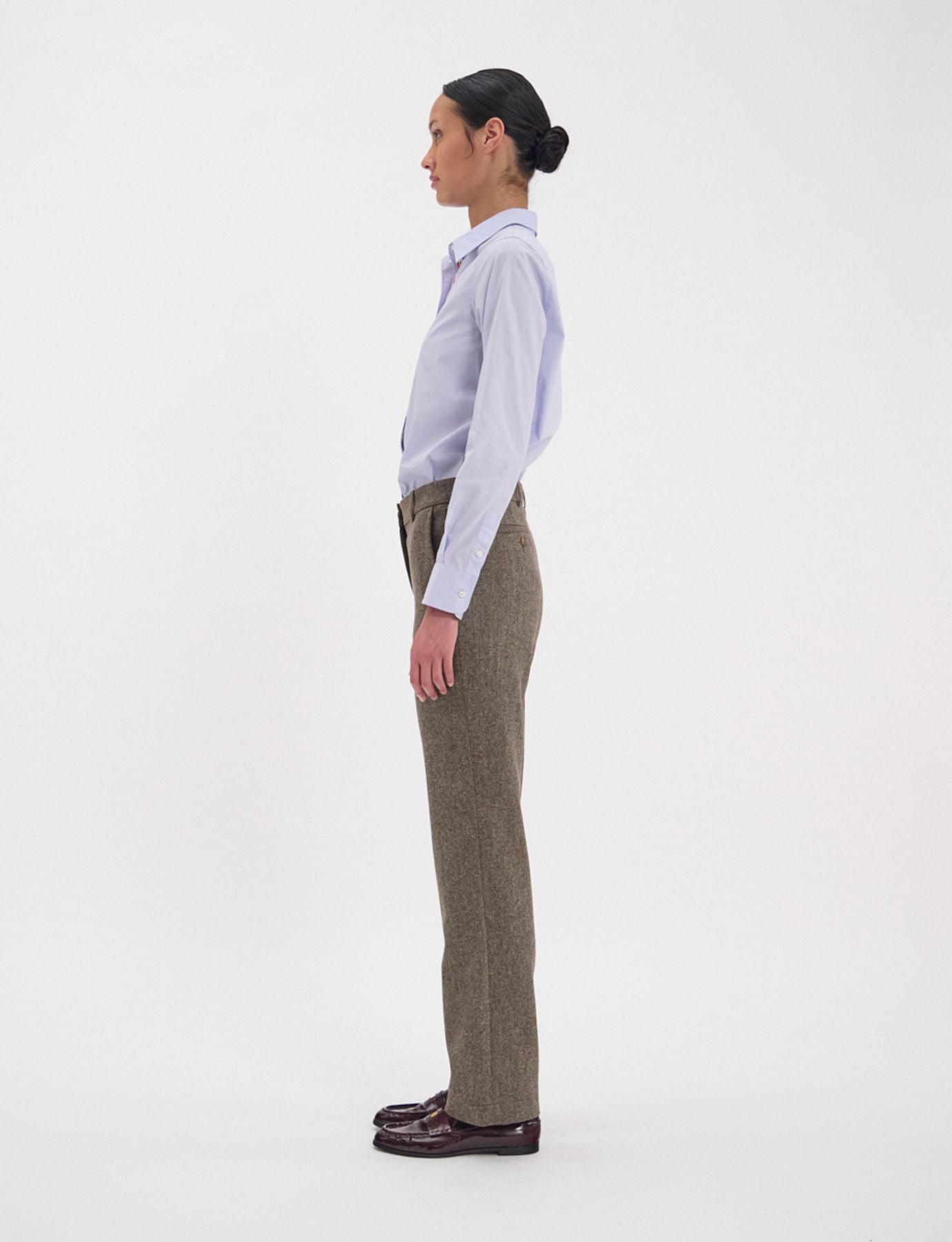 Francisco trousers in mottled green wool-blend