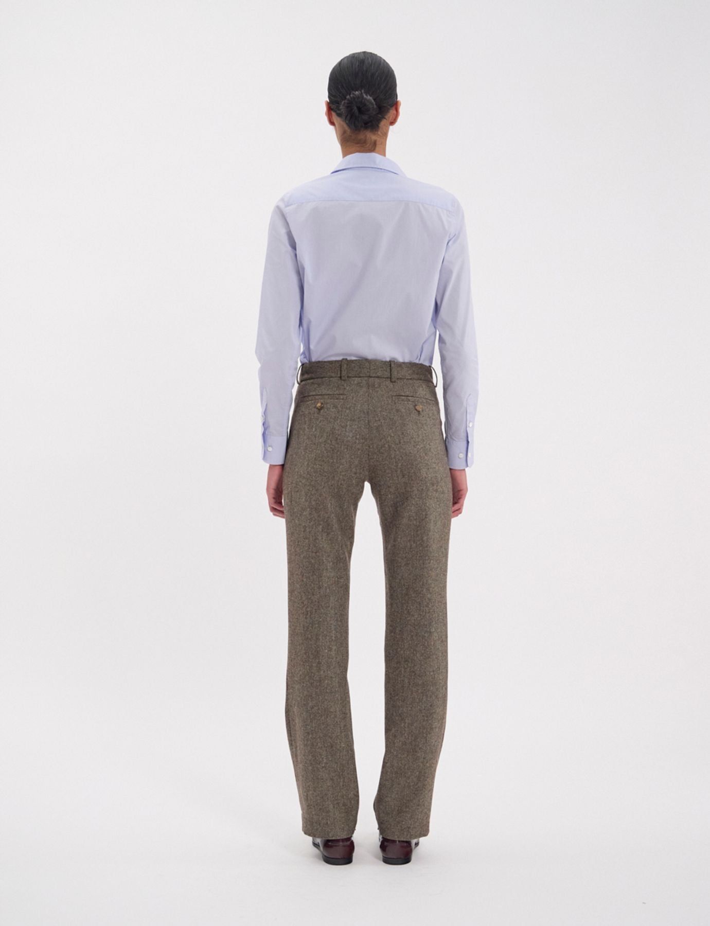 Francisco trousers in mottled green wool-blend