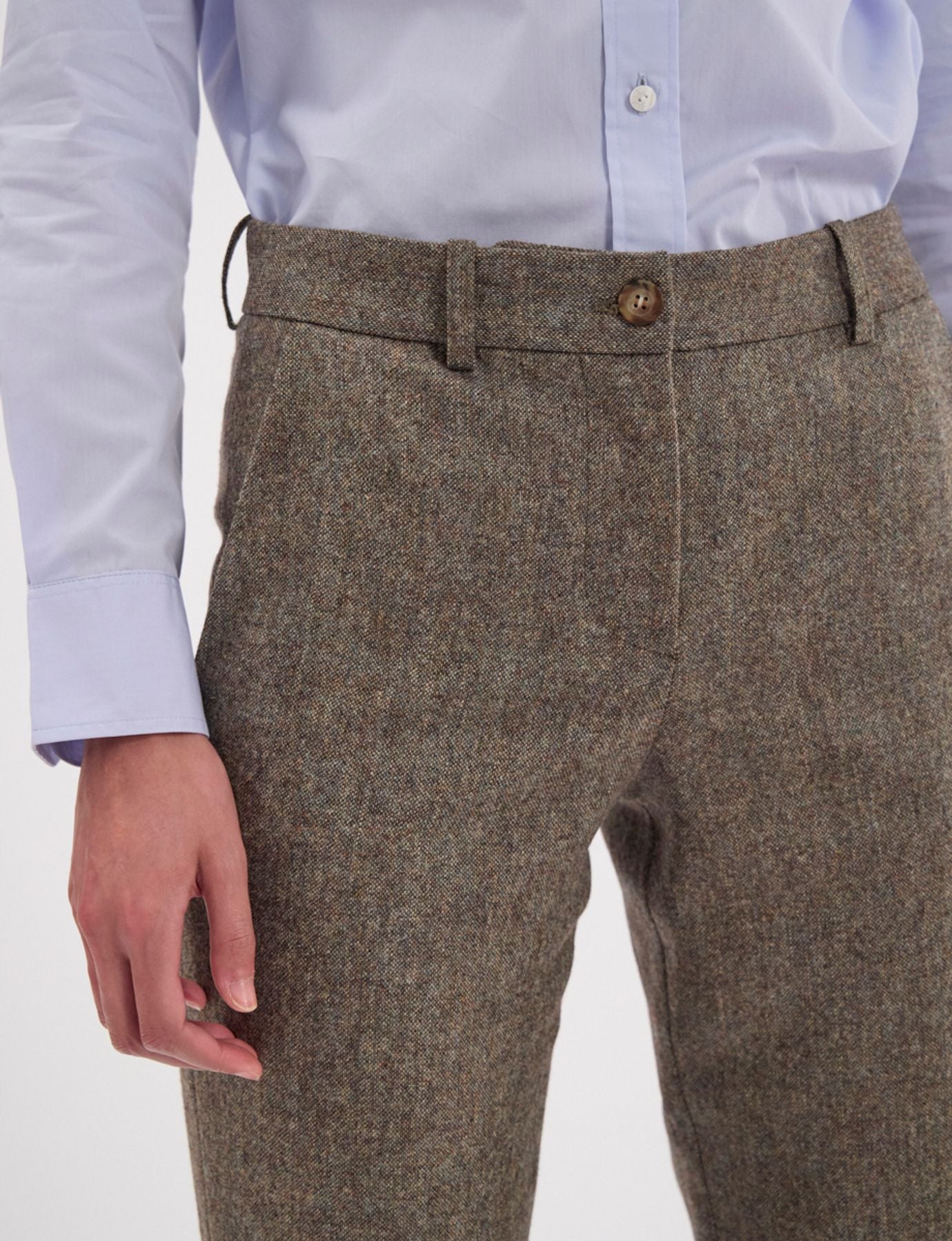 Francisco trousers in mottled green wool-blend