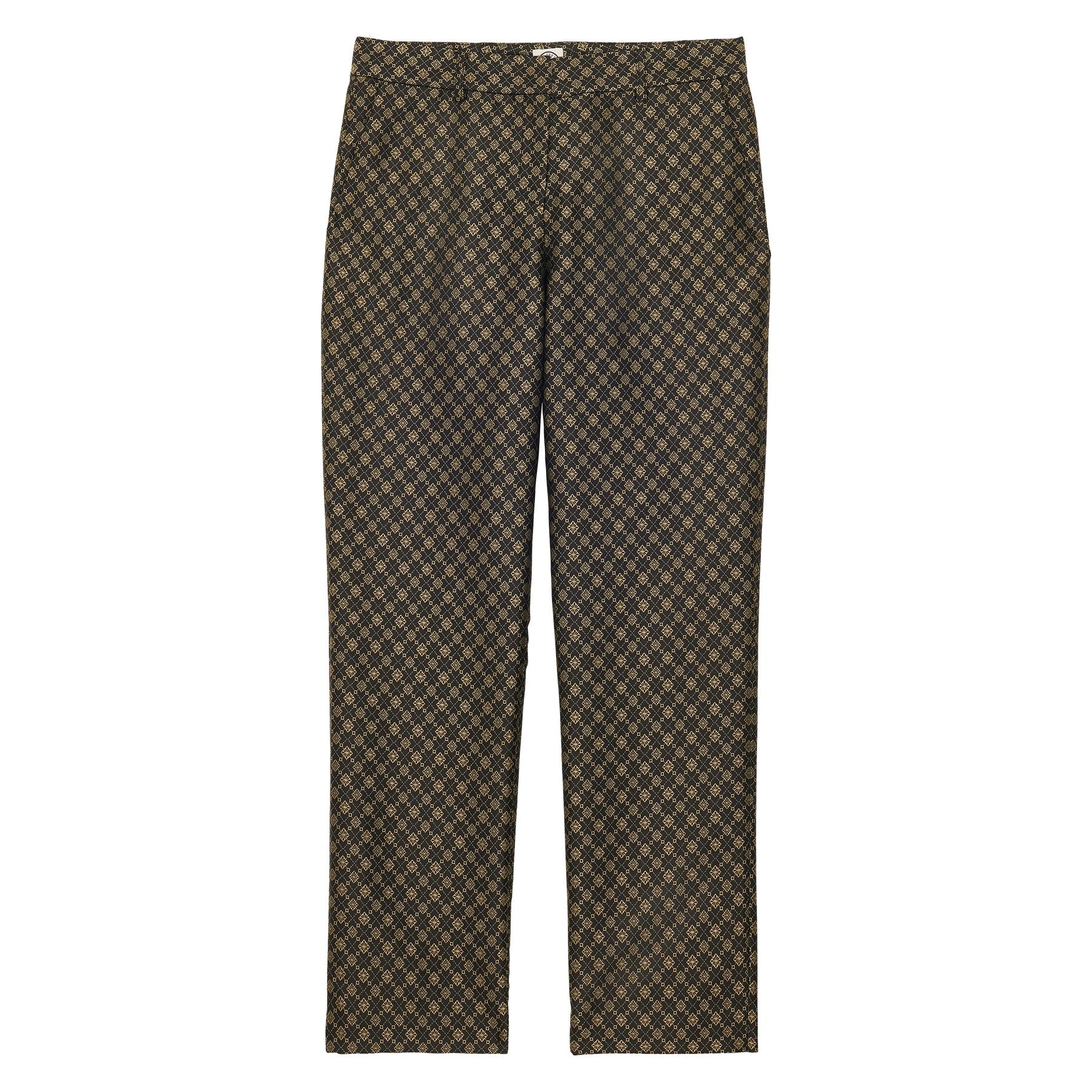Audrey black and gold jacquard weave trousers