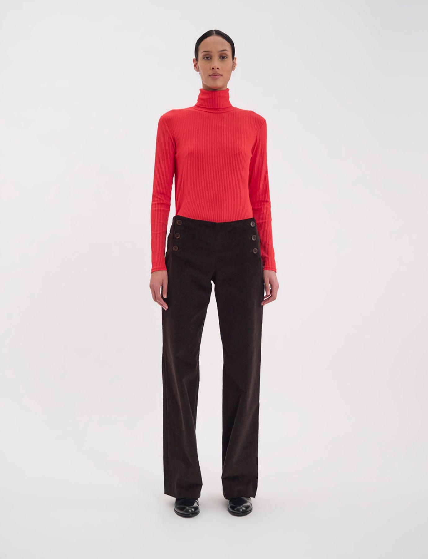 Gabriel trousers in brown milleraies velvet
