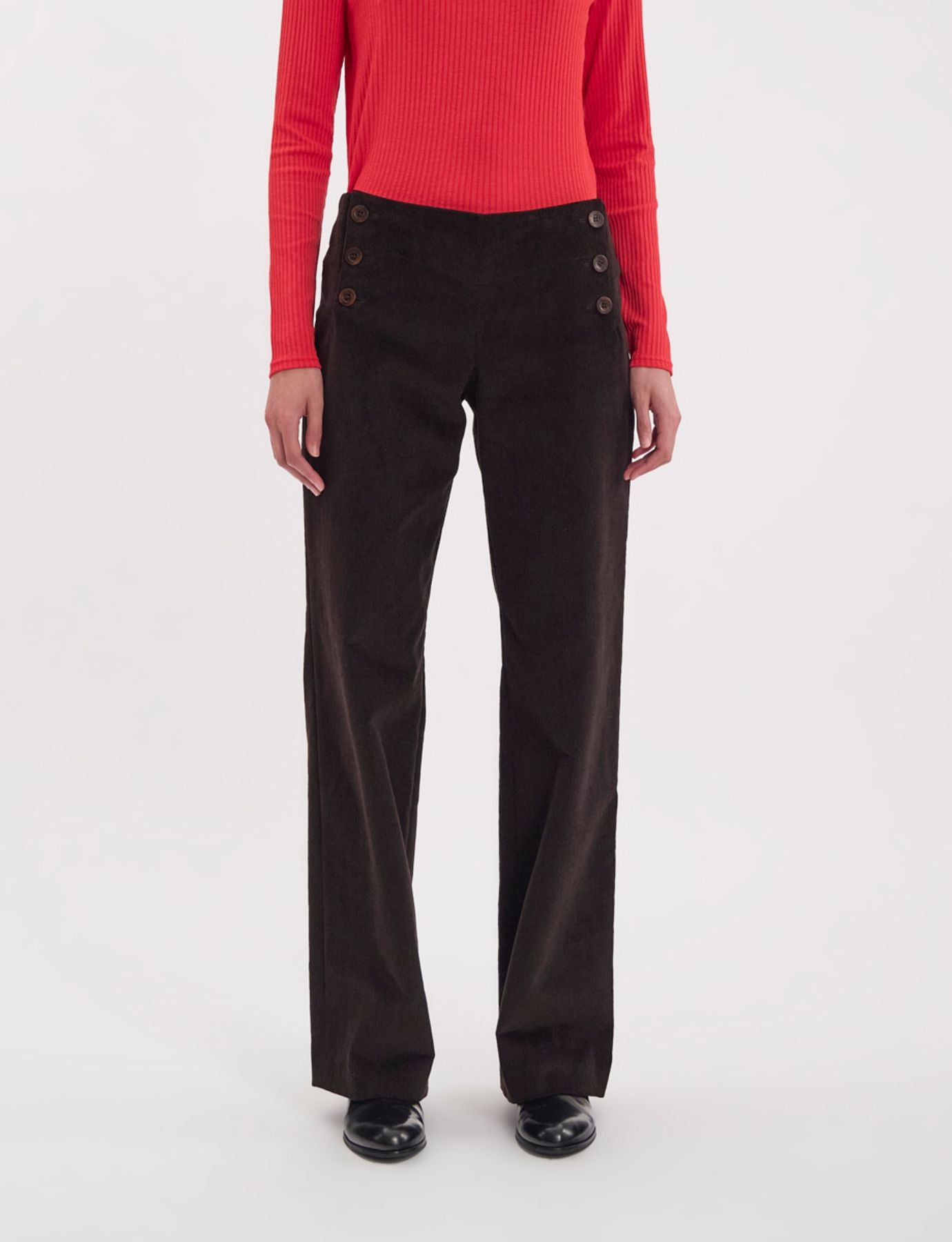Gabriel pants in brown milleraie velvet