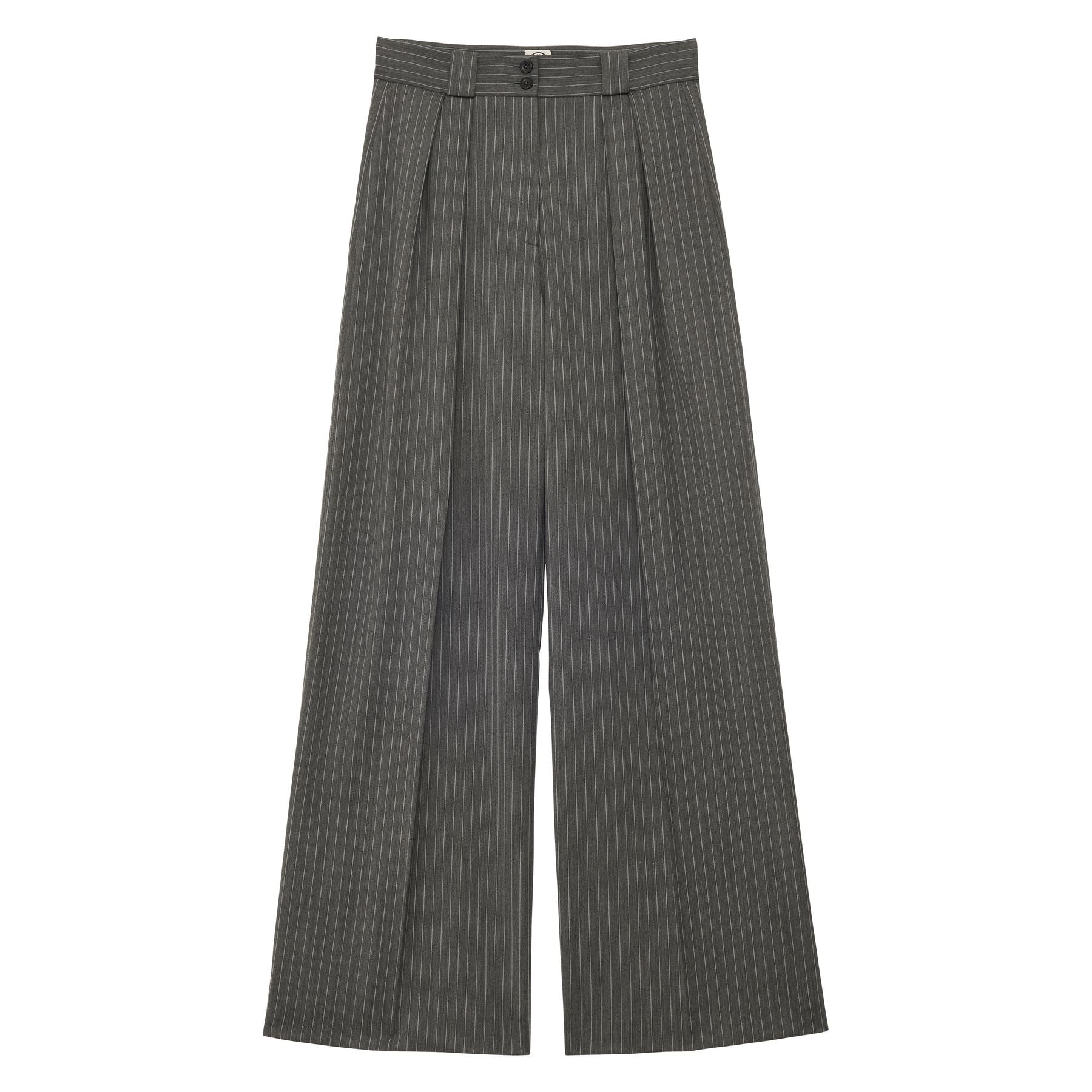 Marlène grey trousers with white stripes