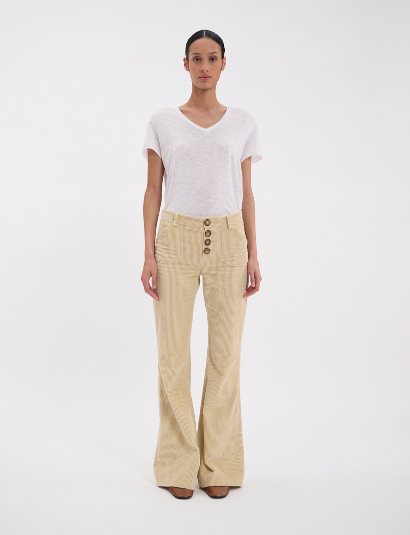Charlotte cream corduroy trousers