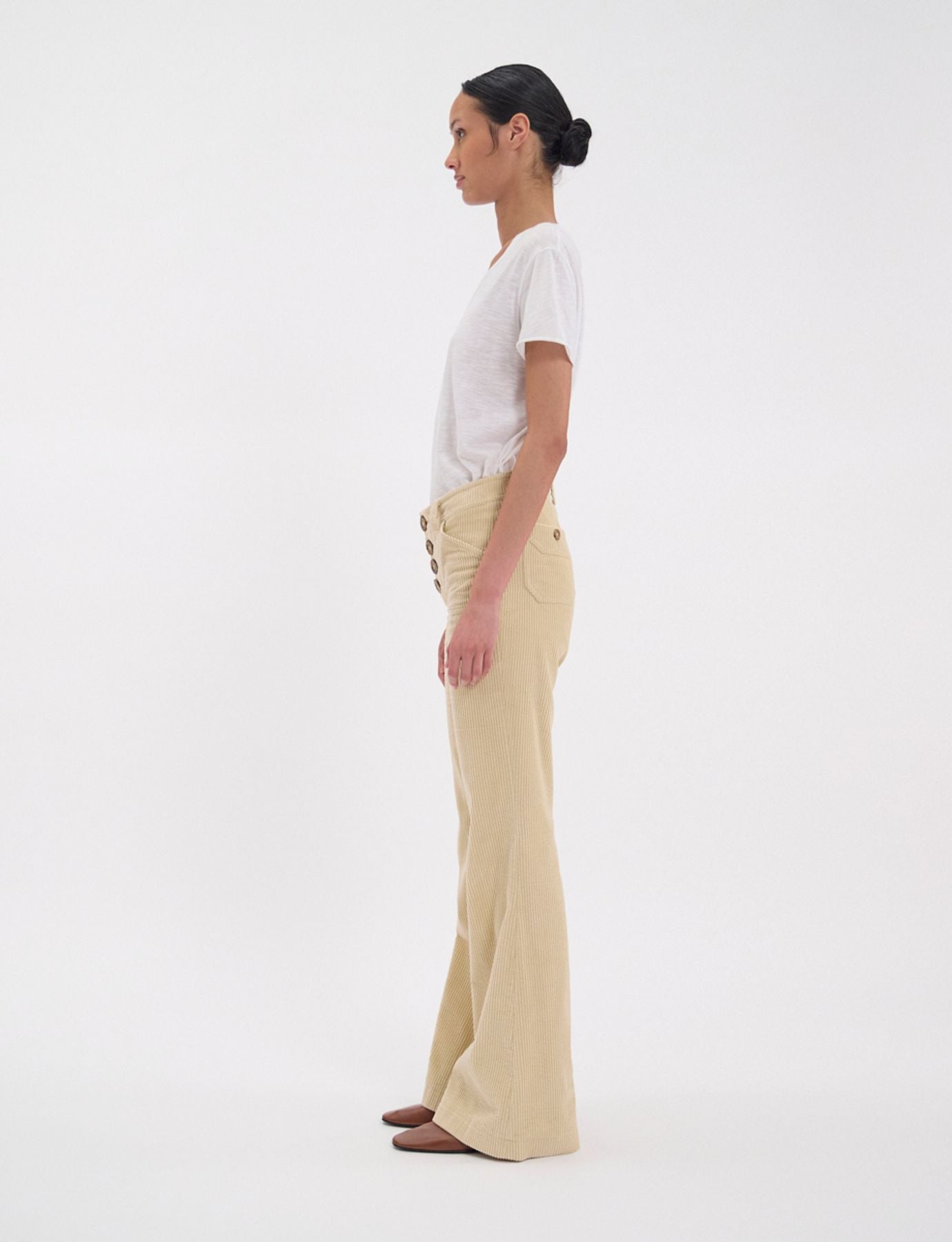 Charlotte cream corduroy trousers
