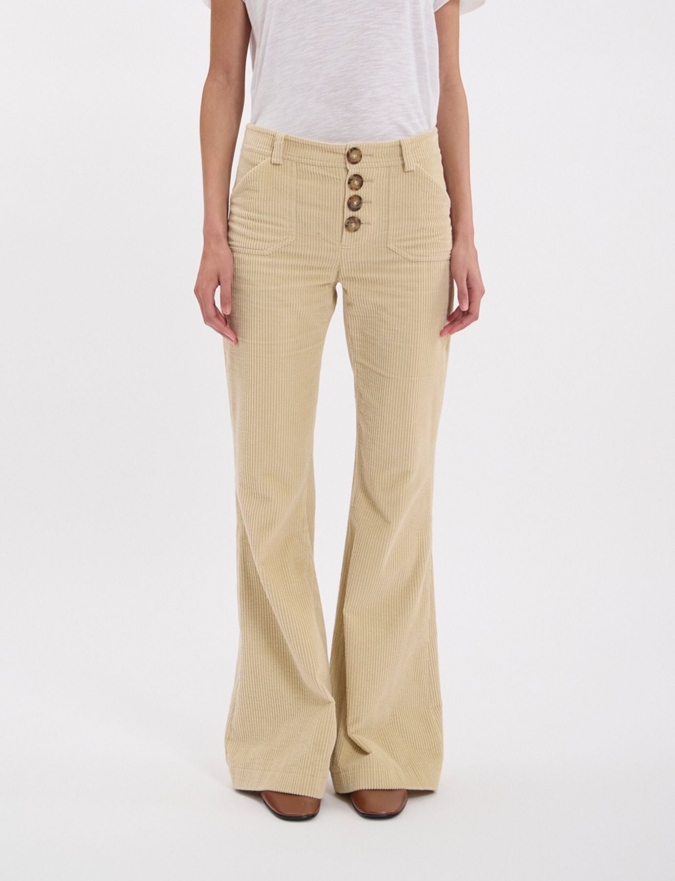 Charlotte cream corduroy trousers