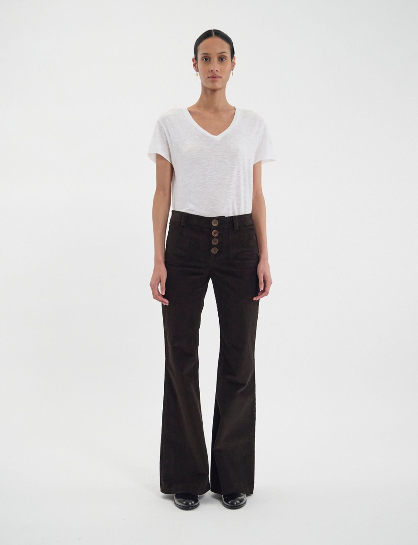 Charlotte trousers in brown milleraies velvet