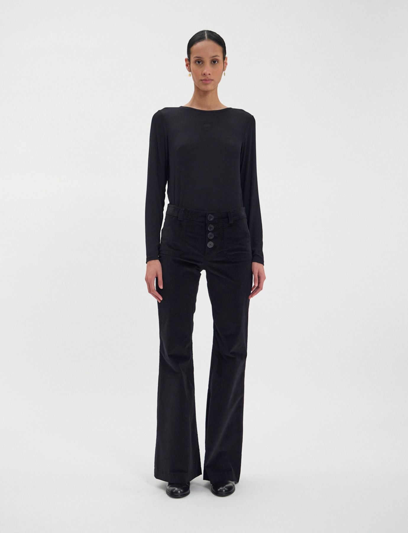 Charlotte trousers in smooth black velvet