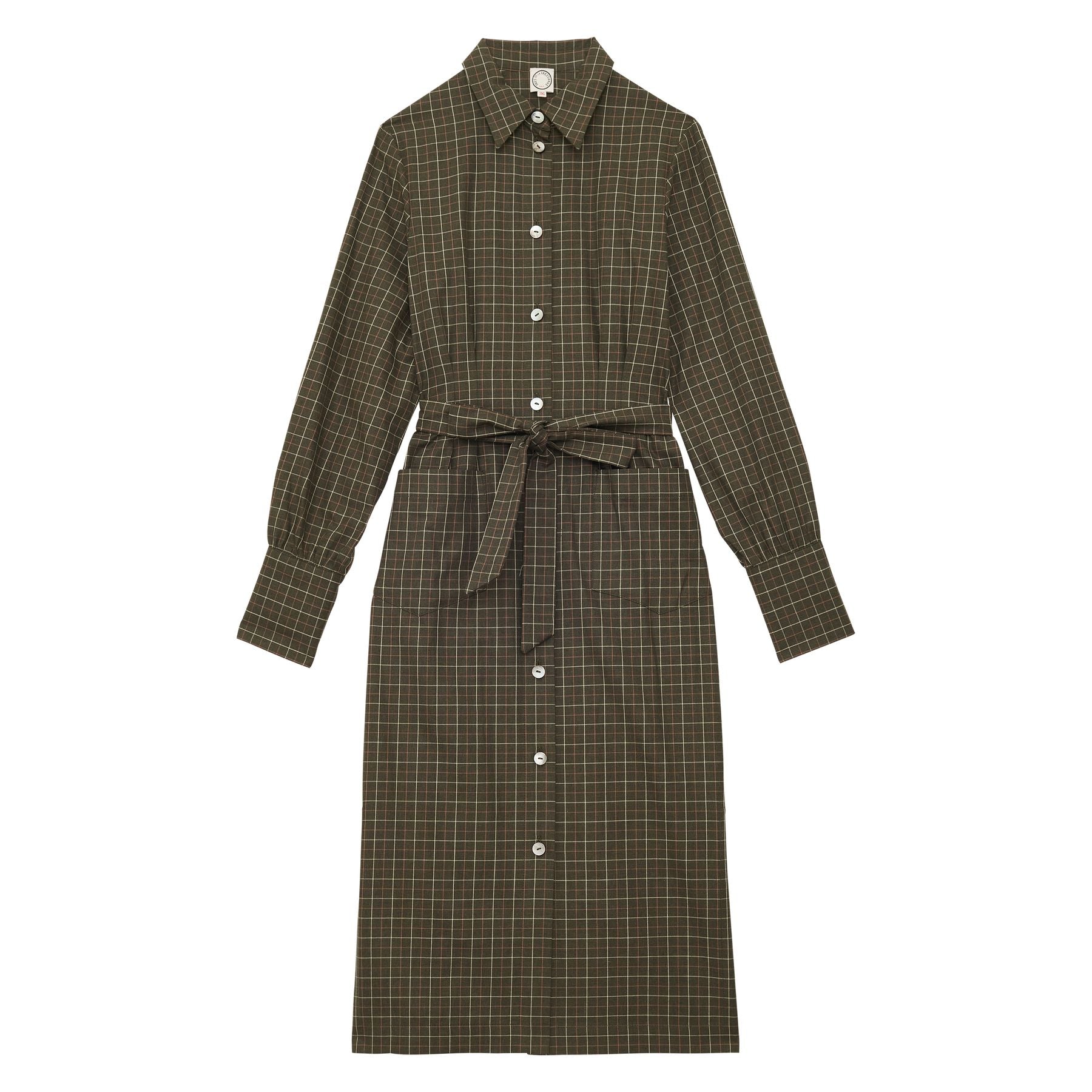 Rosabella khaki cotton check dress