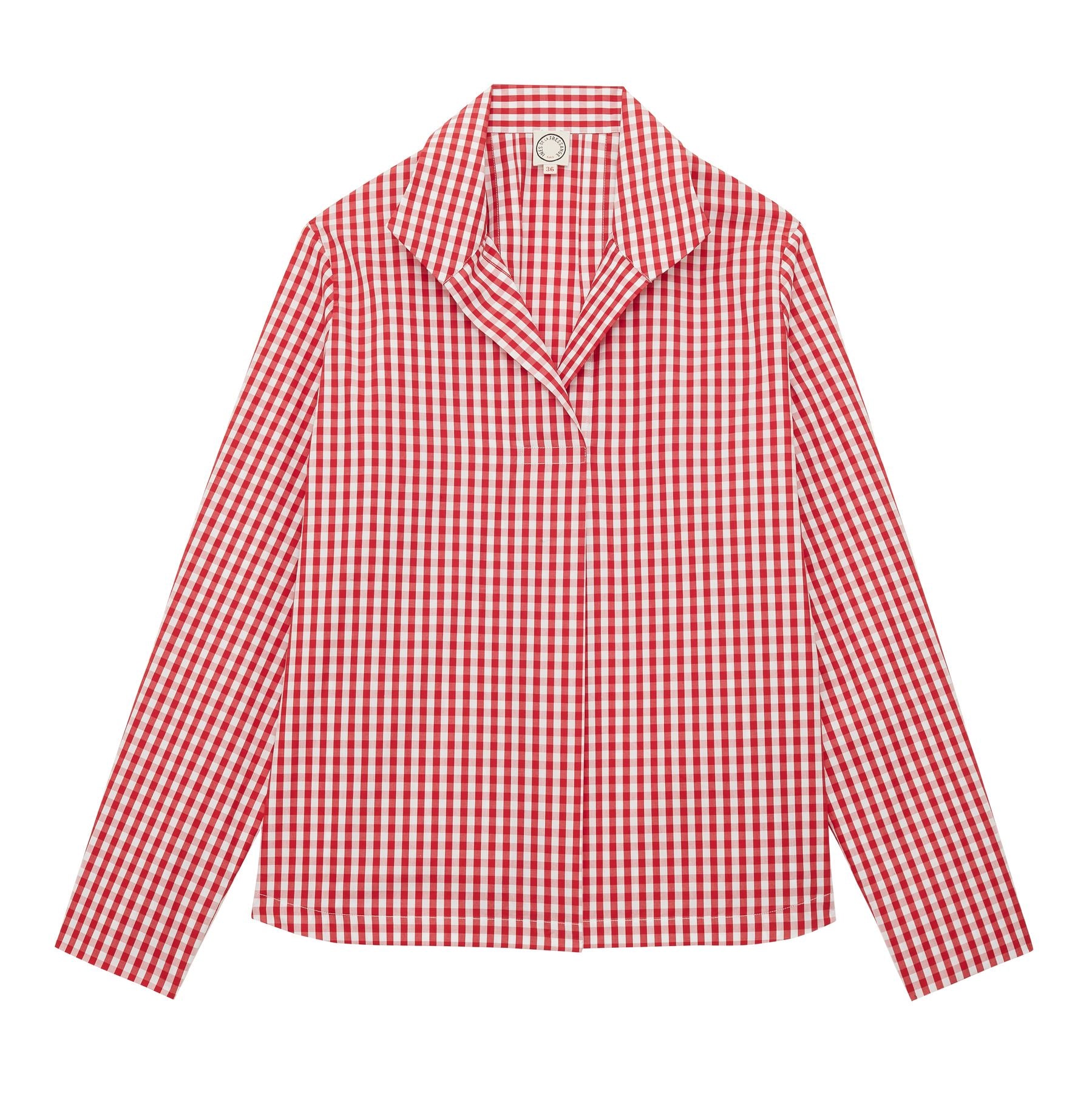Noa red and white gingham check top