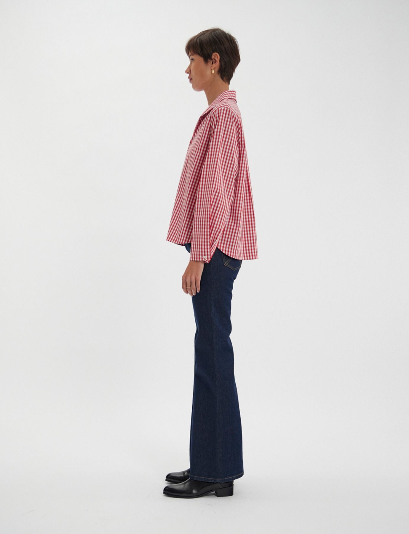 Noa red and white gingham check top