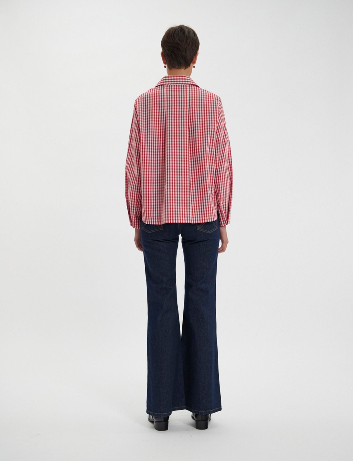 Noa red and white gingham check top