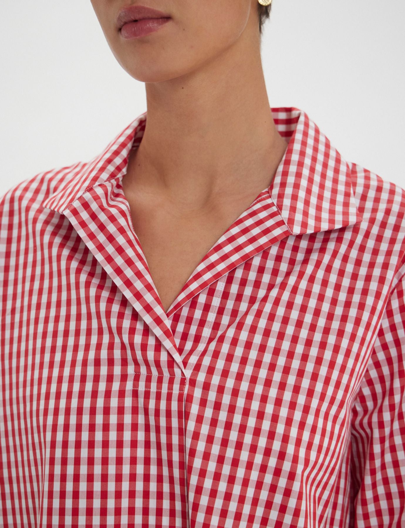Noa red and white gingham check top