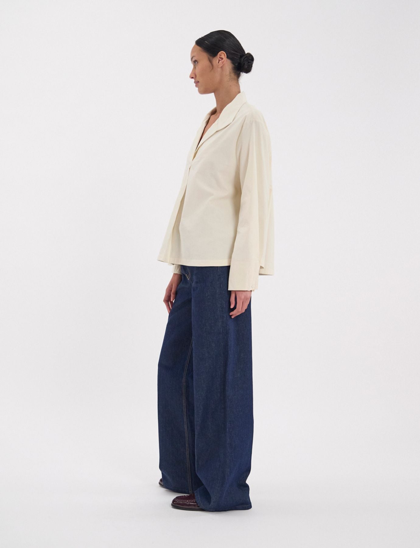 Noa top in fine ecru milleraie velvet