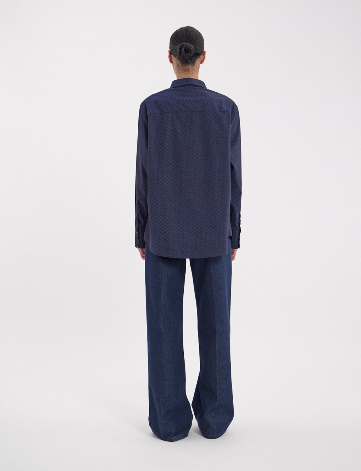 Maureen shirt in patterned navy cotton