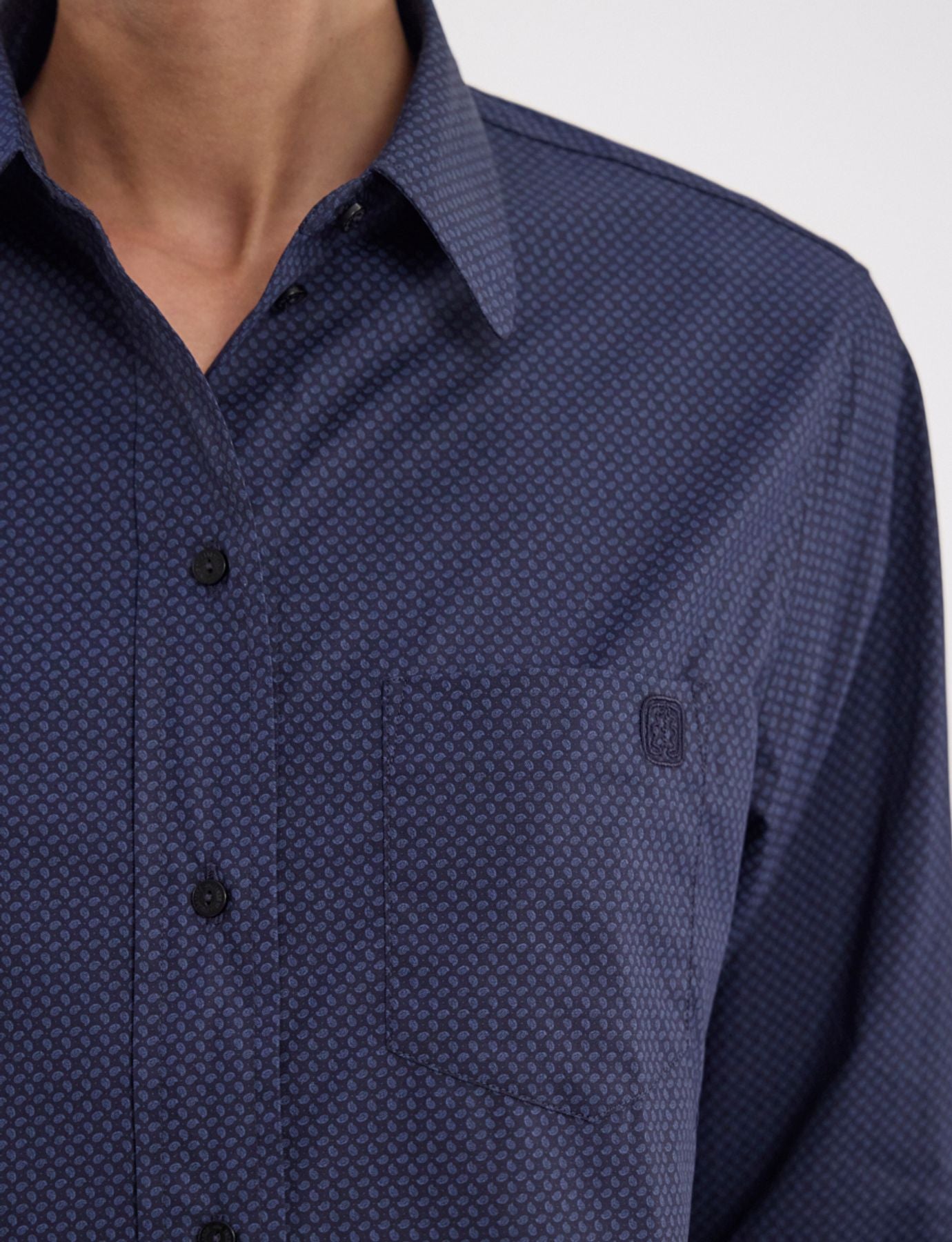 Maureen shirt in patterned navy cotton
