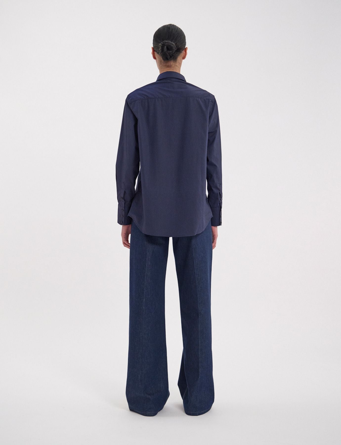 Maureen shirt in patterned navy cotton