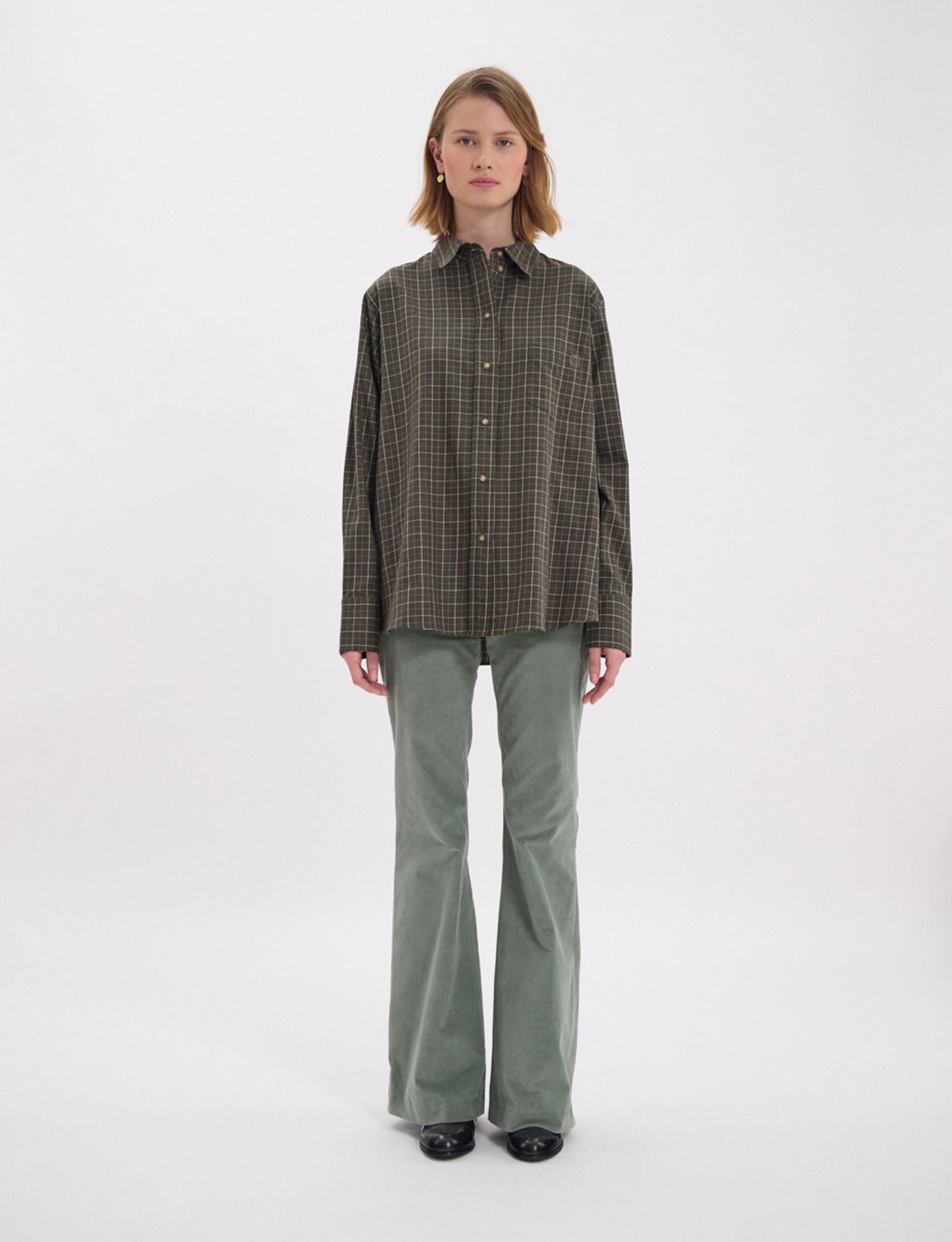 Maureen khaki cotton check shirt