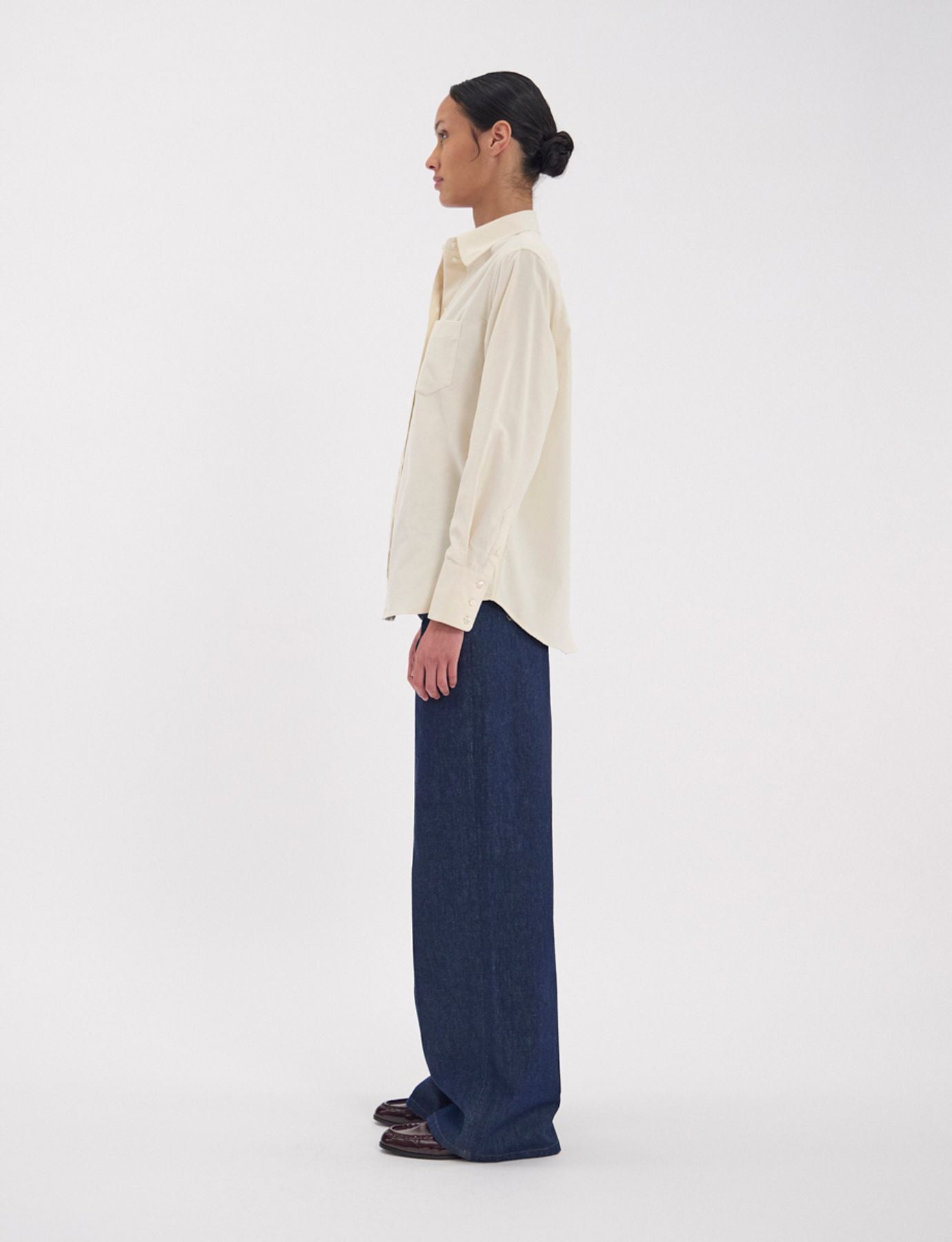 Maureen shirt in ecru fine milleraie velvet