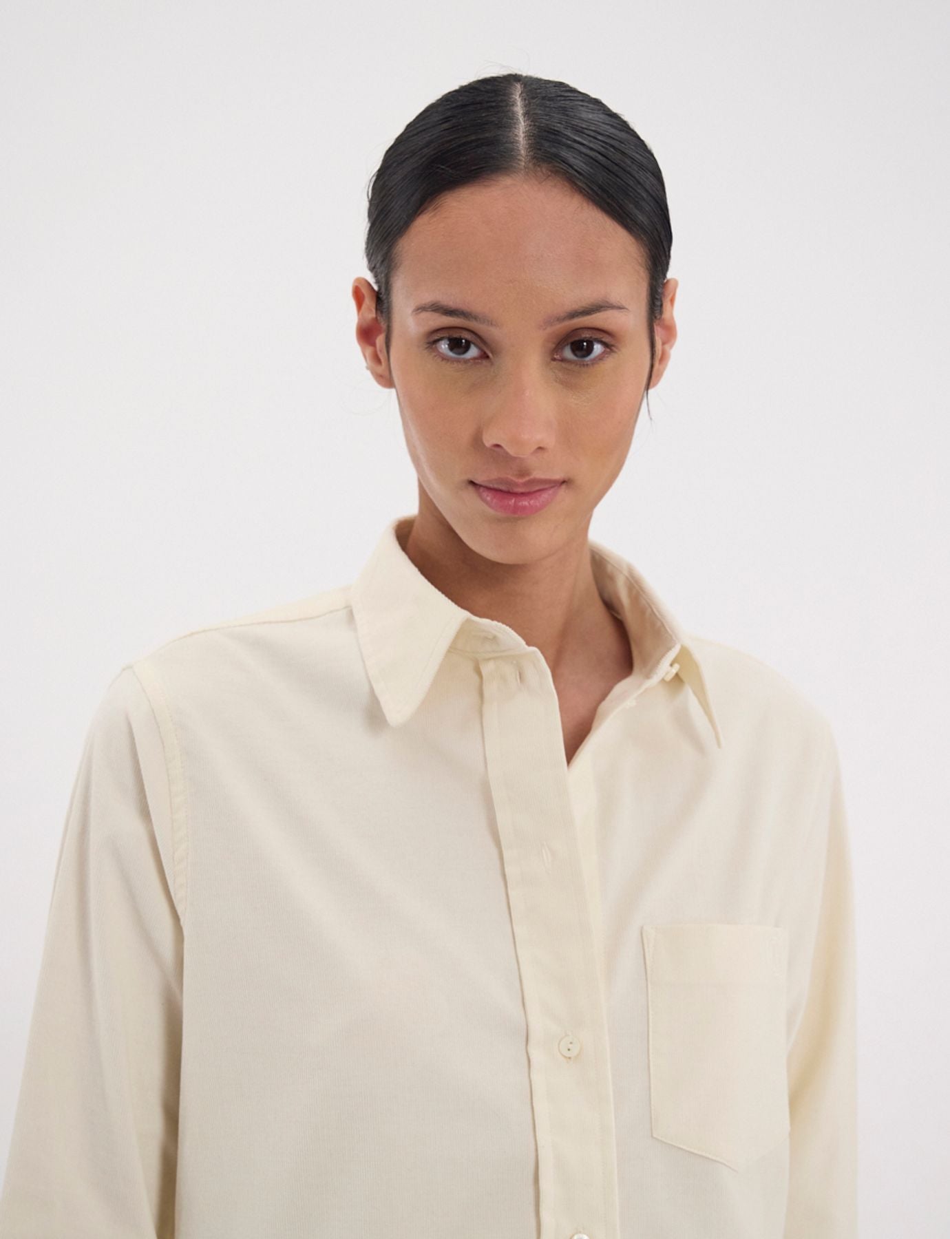 Maureen shirt in ecru fine milleraie velvet