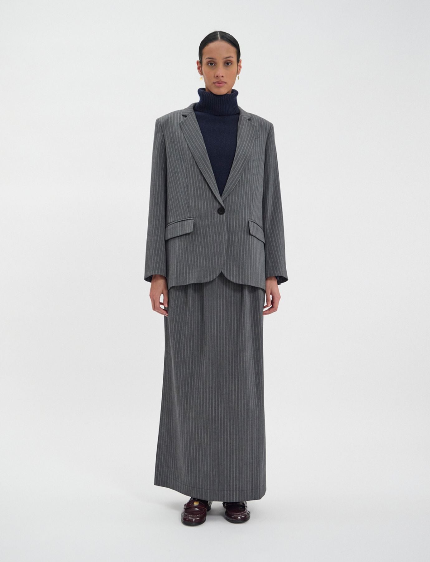 Grey Bruna jacket with white stripes